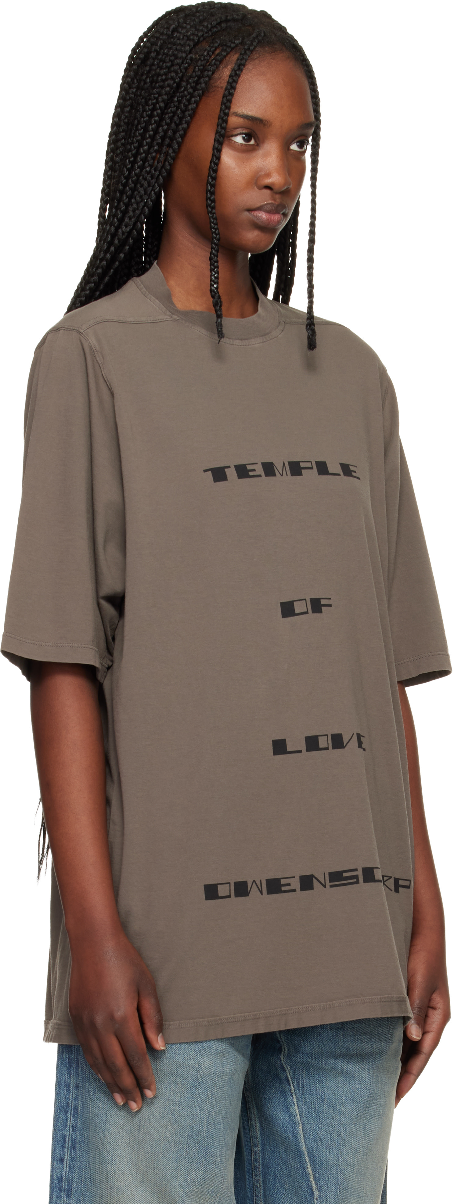 Rick Owens DRKSHDW: グレー Temple Jumbo S/S Tシャツ | SSENSE 日本