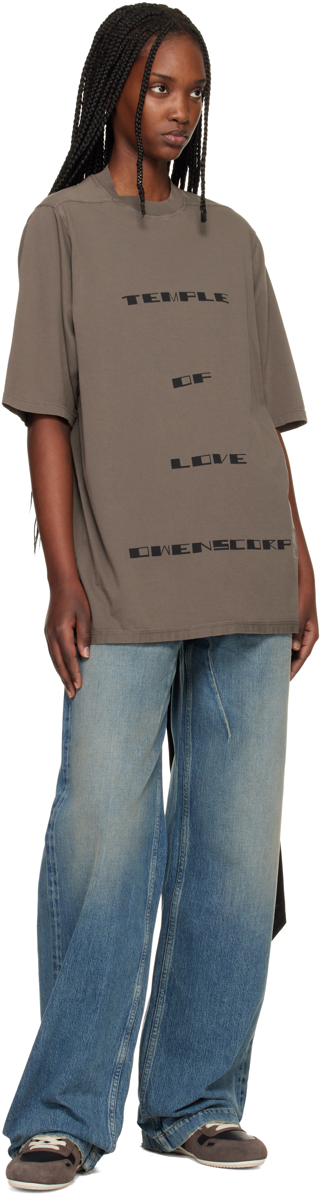 Rick Owens DRKSHDW: グレー Temple Jumbo S/S Tシャツ | SSENSE 日本