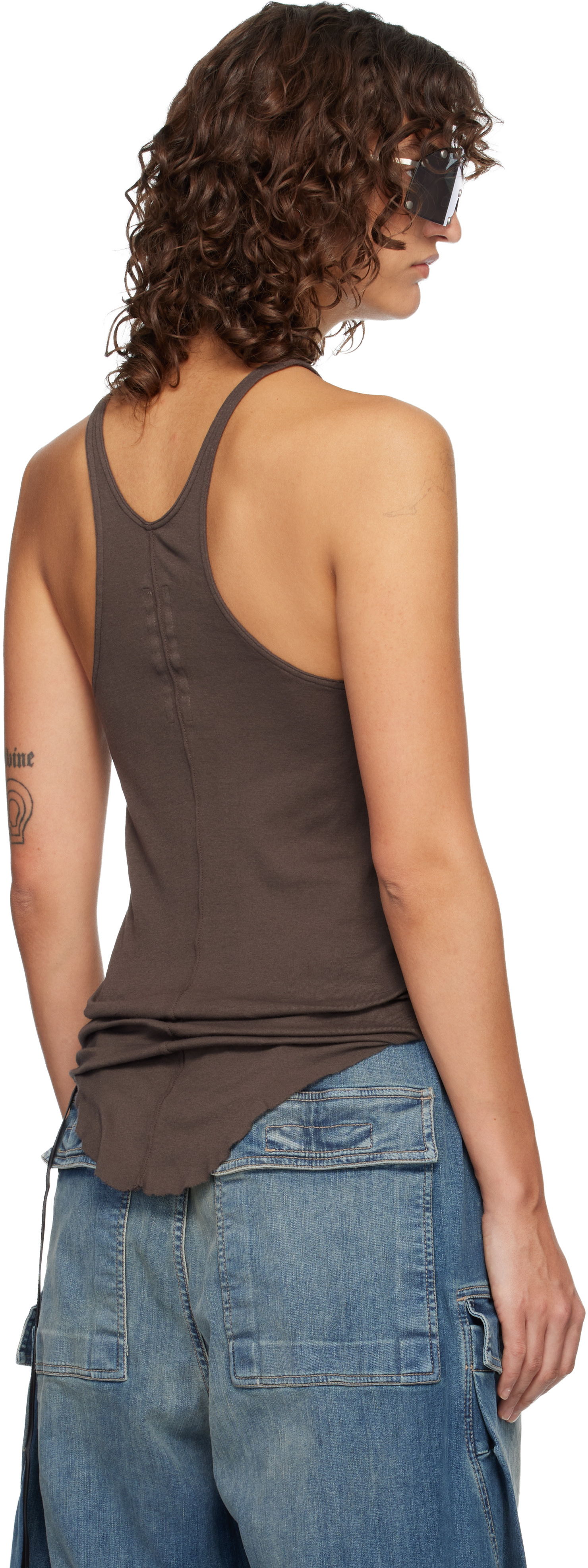 Rick Owens DRKSHDW: Gray Temple Racer Back Tank Top | SSENSE