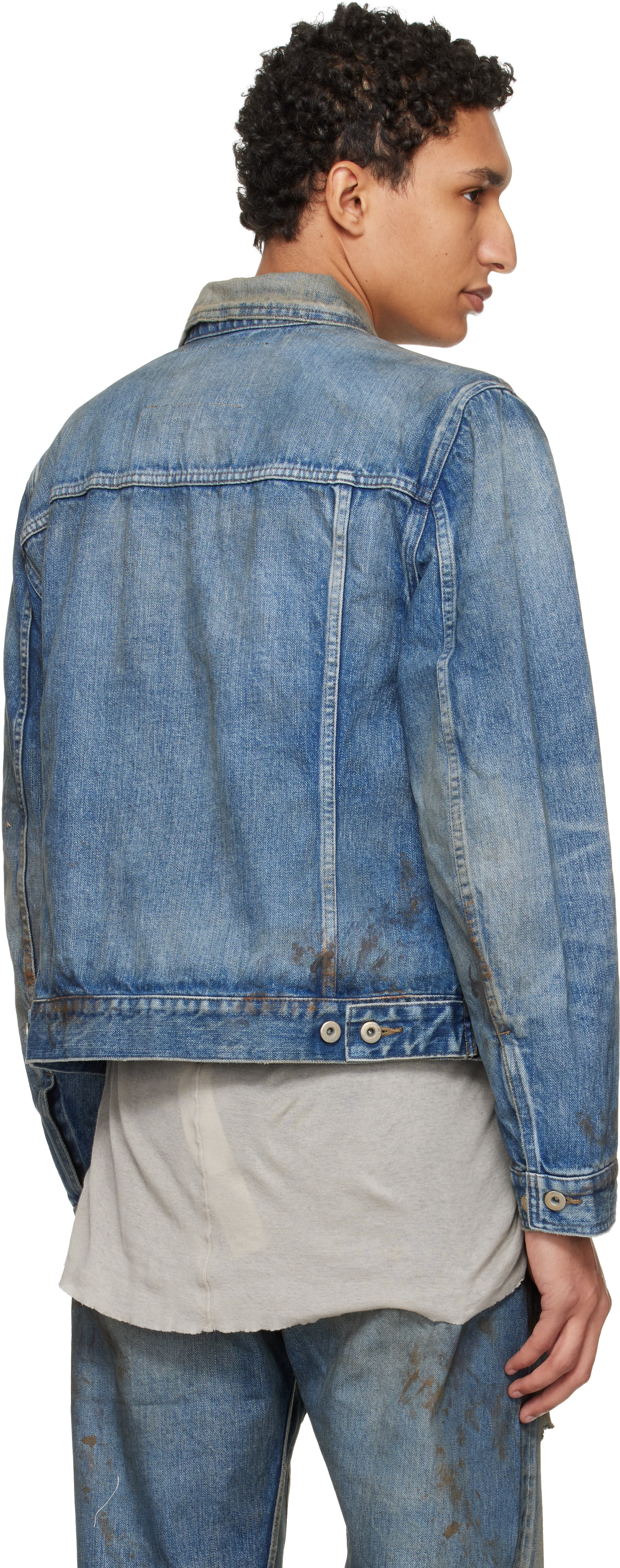Rick Owens DRKSHDW: Blue Temple Trucker Denim Jacket | SSENSE