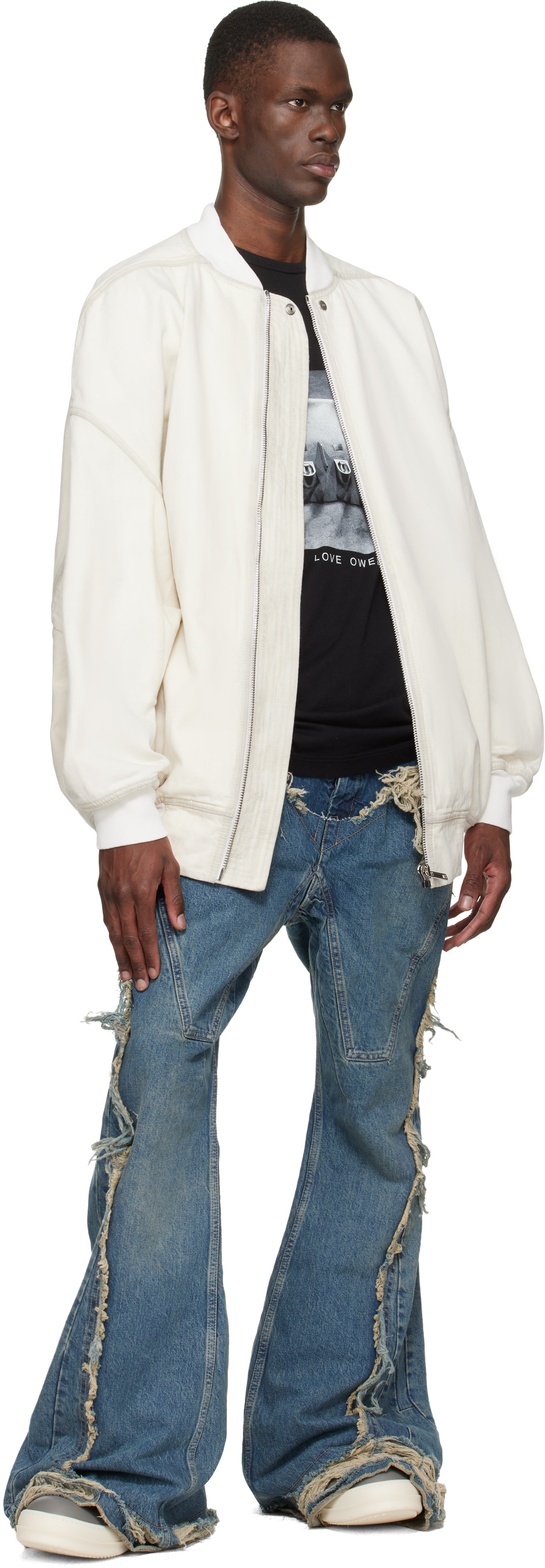 Rick Owens Drkshdw - 오프 화이트 템플 점보 데님 플라이트 재킷