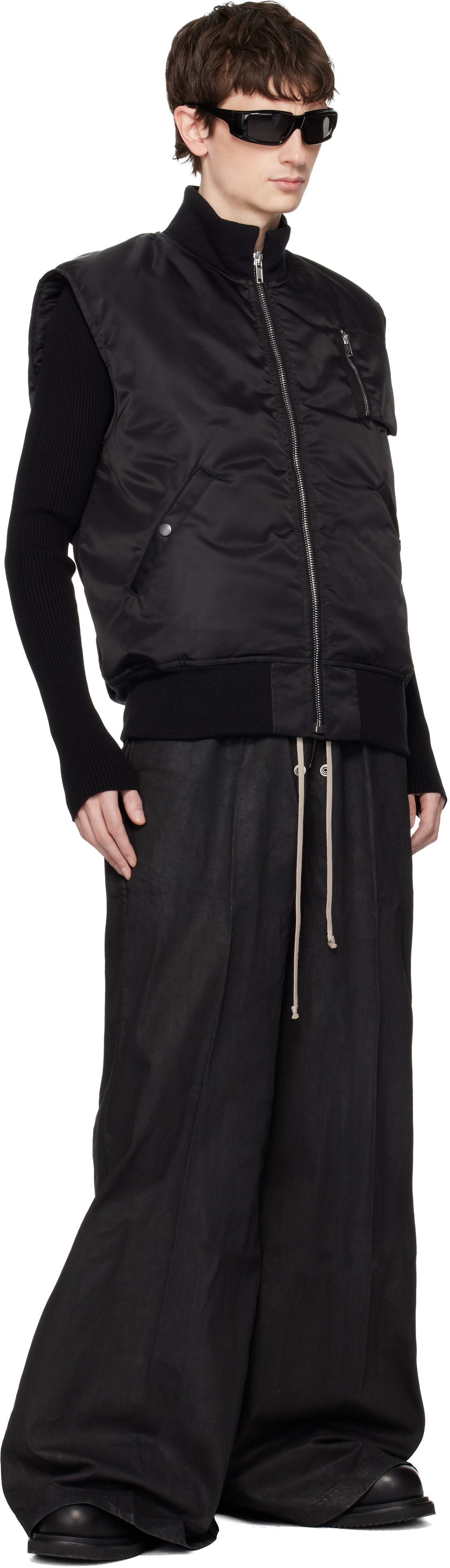 Rick Owens DRKSHDW: Black Temple SL Tankers Bomber Vest | SSENSE