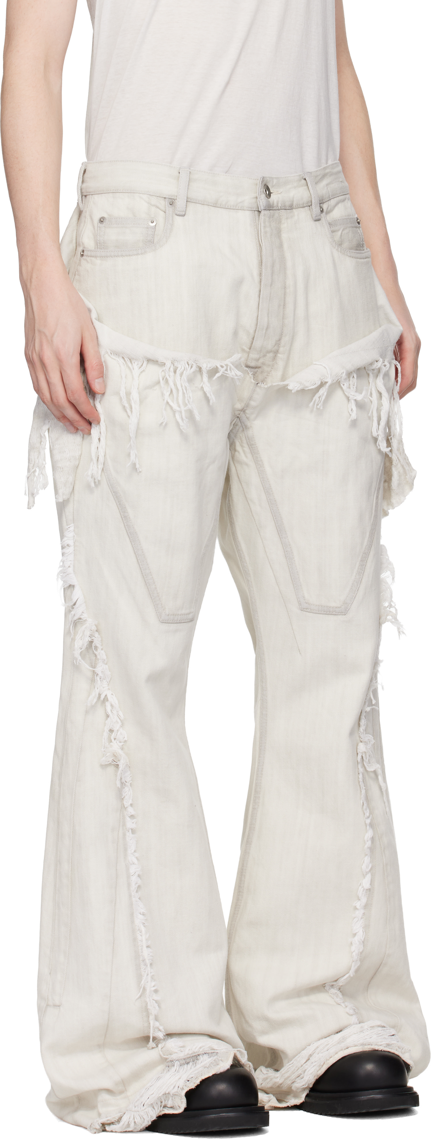 Rick Owens DRKSHDW: Off-White Temple Slivered Bootcut Jeans | SSENSE