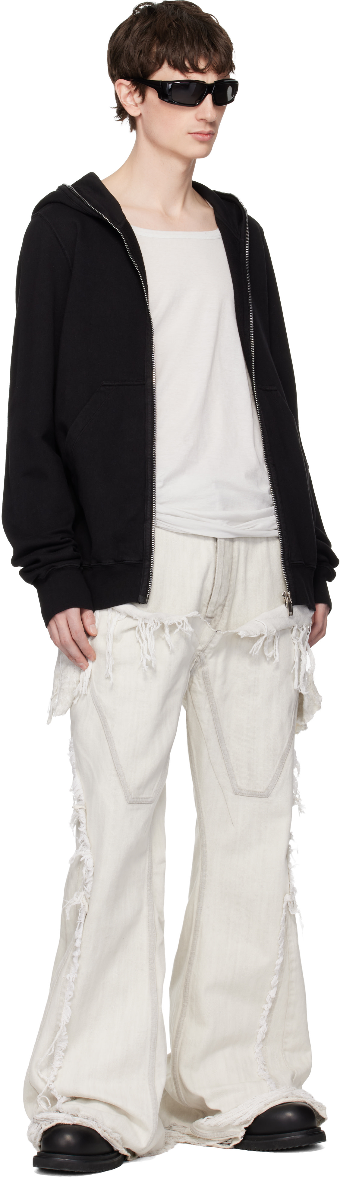 Rick Owens DRKSHDW: Off-White Temple Slivered Bootcut Jeans | SSENSE