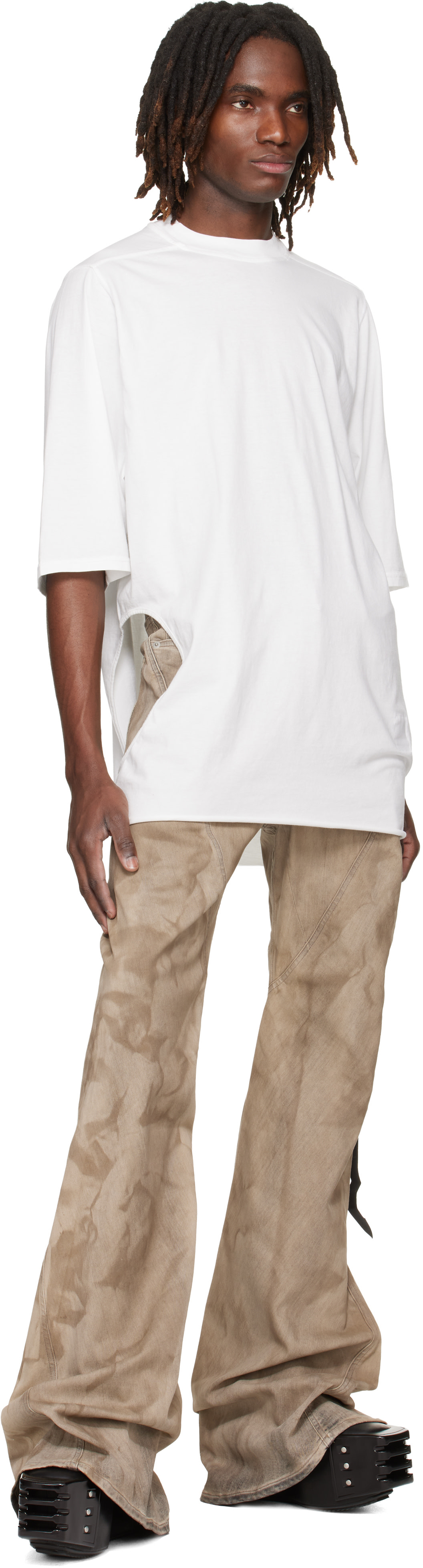 Rick Owens DRKSHDW: Gray Temple Bias Bootcut Jeans | SSENSE