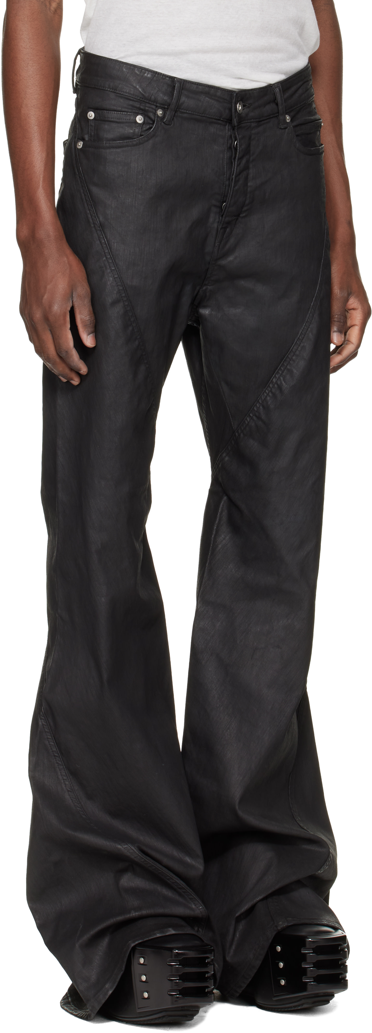 Rick Owens DRKSHDW: ブラック Temple Bias Bootcut ジーンズ | SSENSE