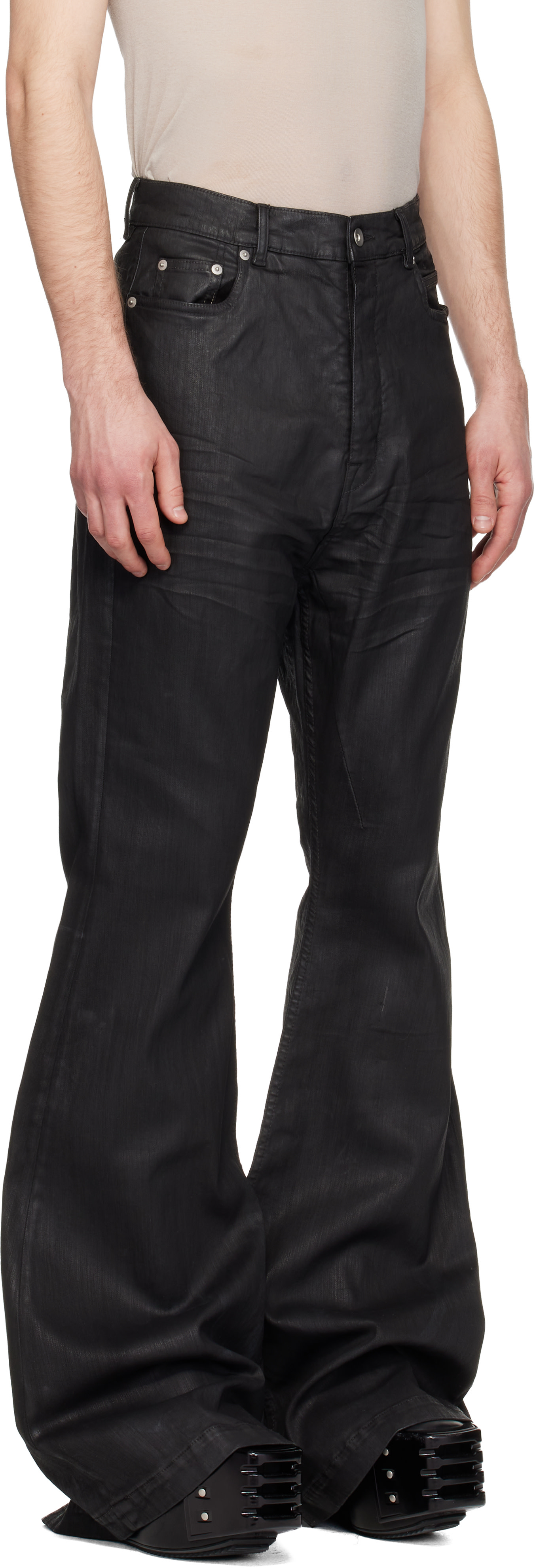 パンツ RICK OWENS DRKSHDW BOLAN BOOTCUT Rick Owens DRKSHDW: Black Temple Bolan Bootcut Jeans | SSENSE