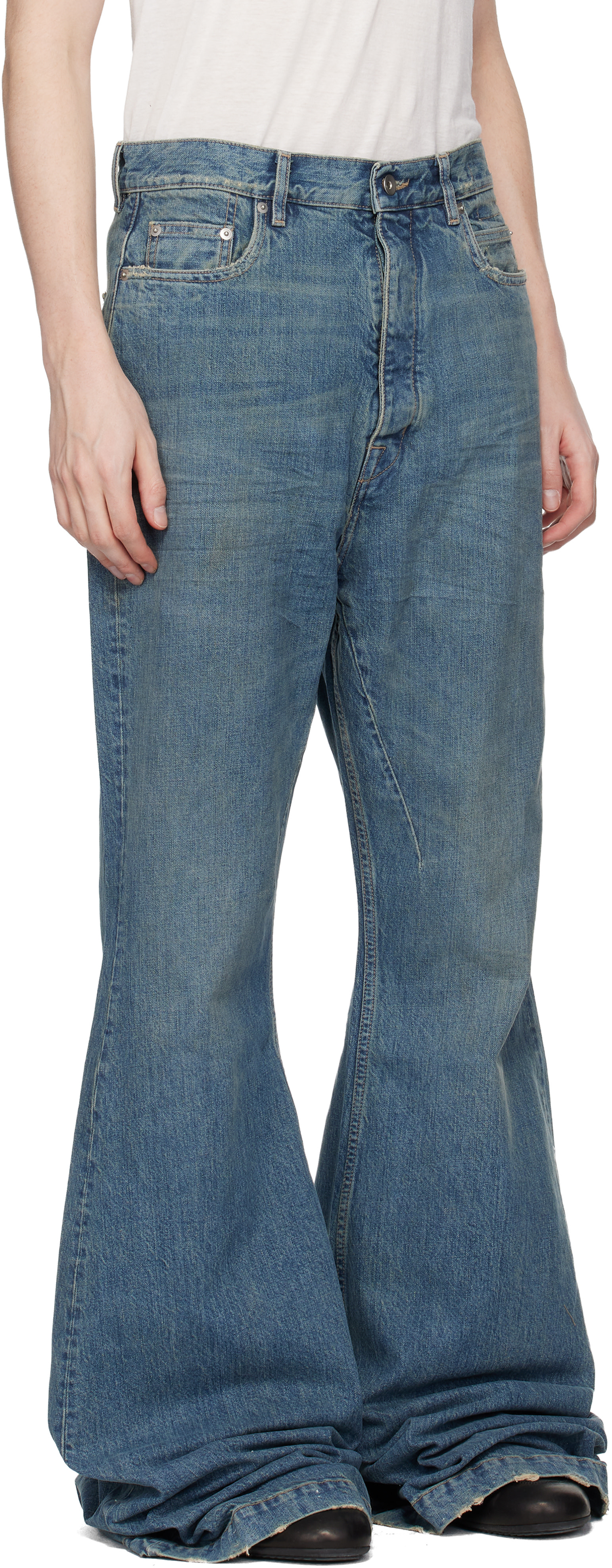Rick Owens DRKSHDW: ブルー Temple Bolan ブーツカット ジーンズ