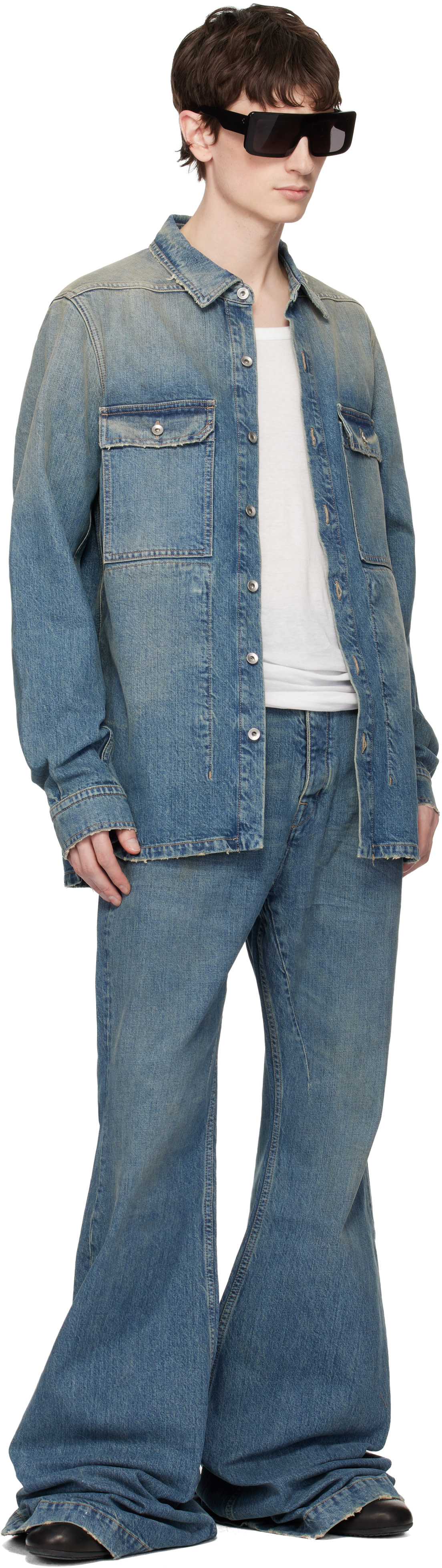 Rick Owens DRKSHDW: Blue Temple Bolan Bootcut Jeans | SSENSE Canada