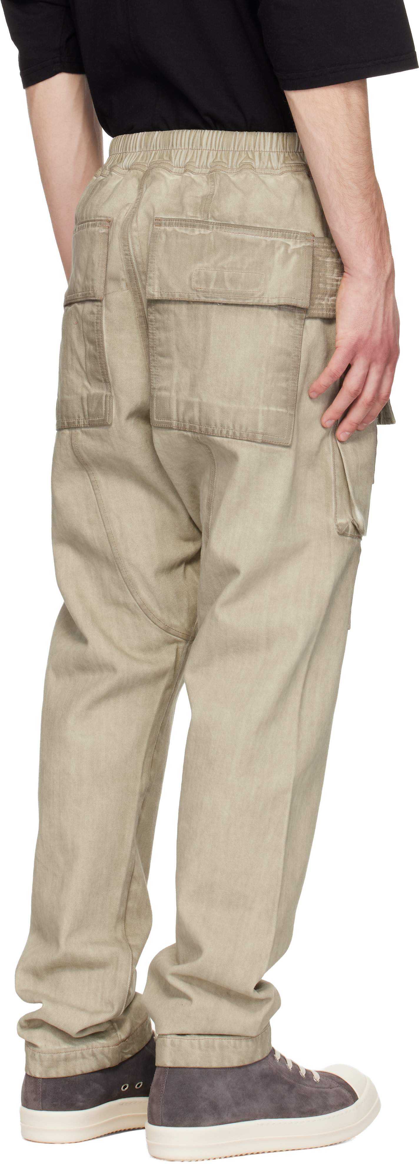Rick Owens DRKSHDW: Beige Temple Creatch Denim Cargo Pants