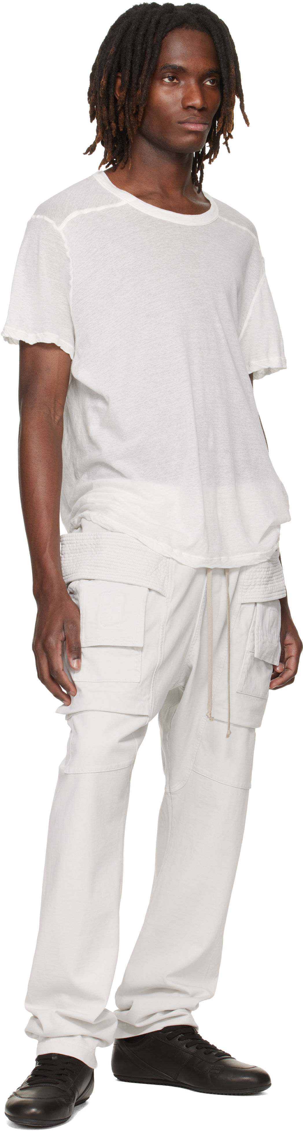 Rick Owens Drkshdw - 오프 화이트 템플 크리치 드로우스트링 카고 팬츠