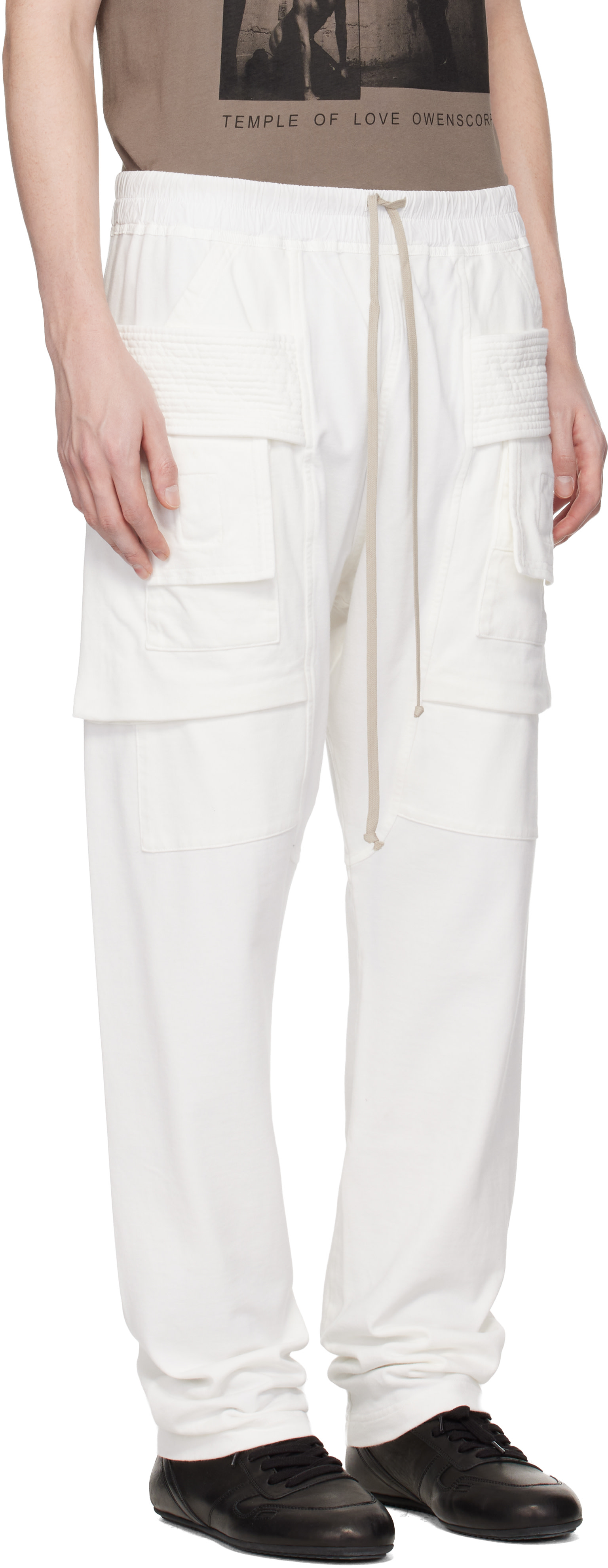 Rick Owens DRKSHDW カーゴパンツ ホワイト XS Rick Owens DRKSHDW: Off-White Temple Creatch Drawstring Cargo