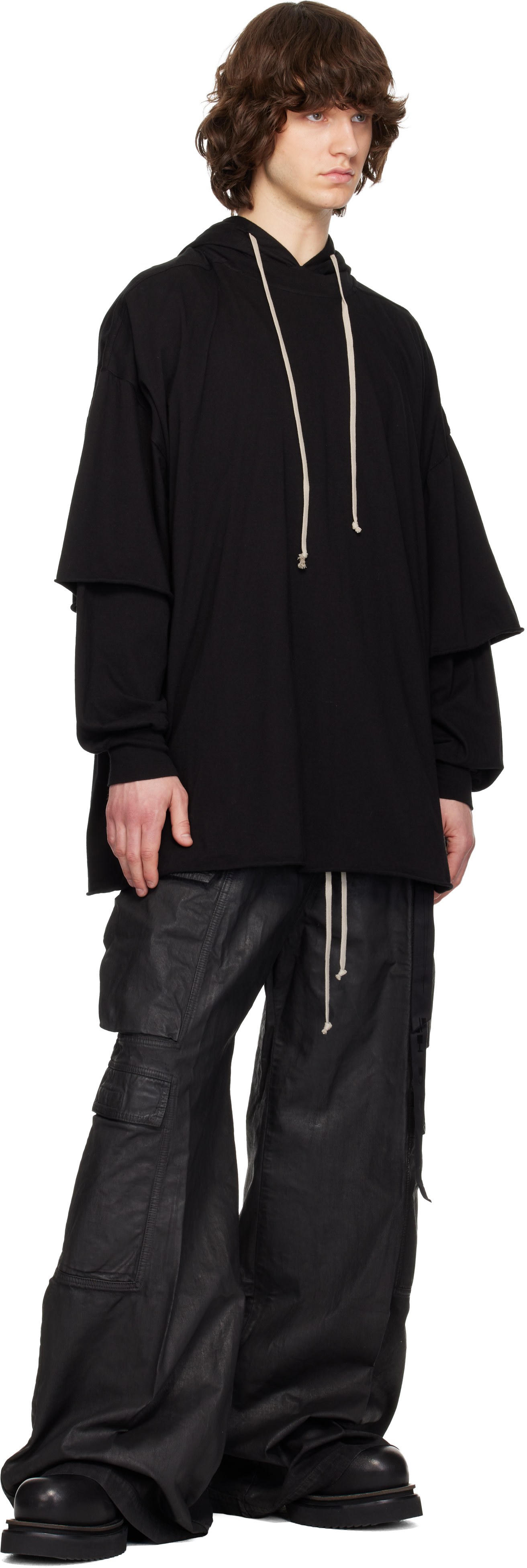 Rick Owens DRKSHDW: ブラック Temple Double Jumbo Belas デニム Rick Owens DRKSHDW: ブラック Temple Double Jumbo Belas デニム