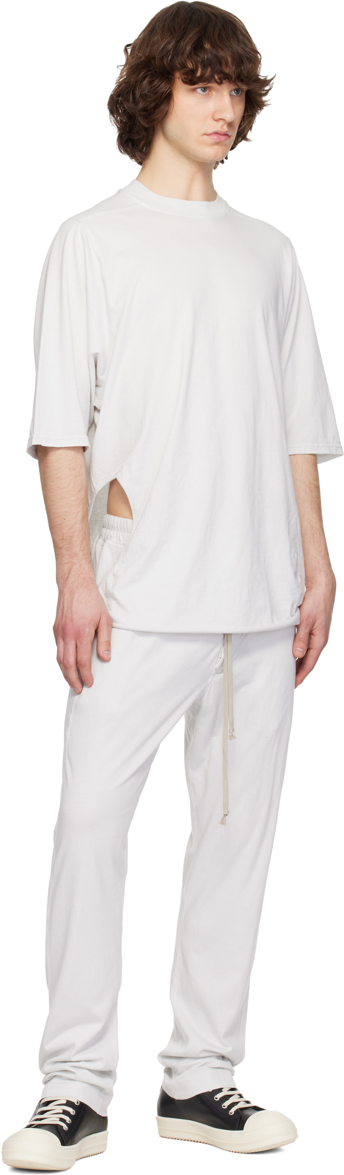 Rick Owens DRKSHDW - オフホワイト Temple Berlin ドローストリング スウェットパンツ