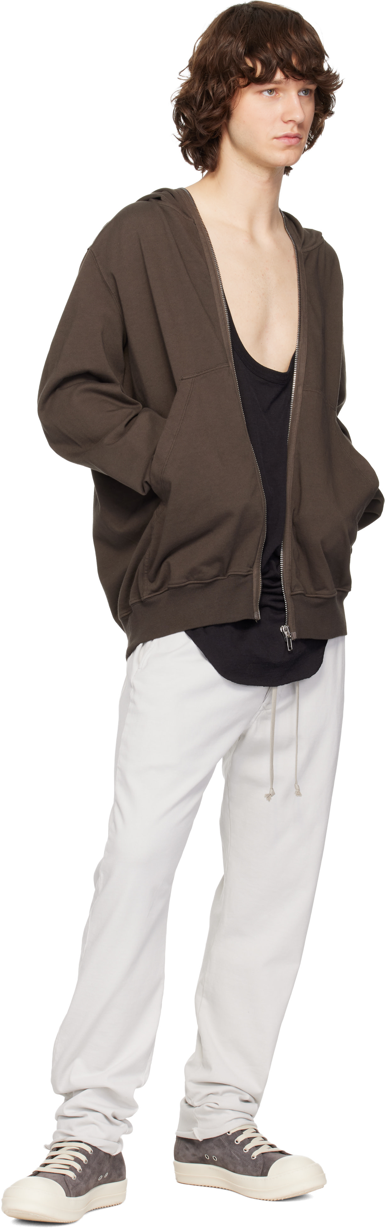 Rick Owens Drkshdw - 오프 화이트 템플 베를린 드로우스트링 스웨트팬츠