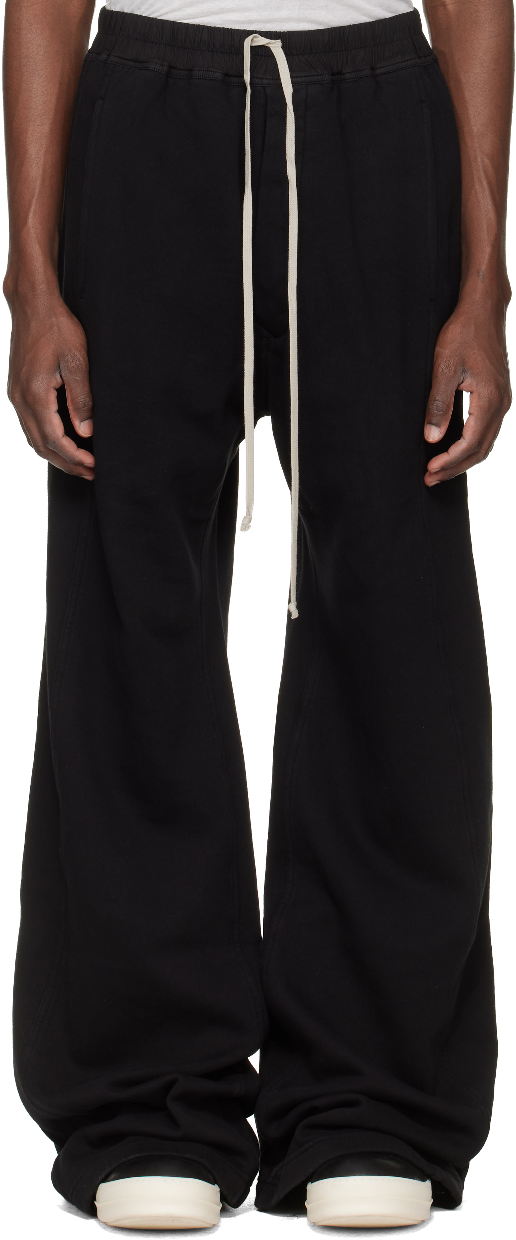 Rick Owens DRKSHDW: ブラック Temple Wide Pusher スウェットパンツ