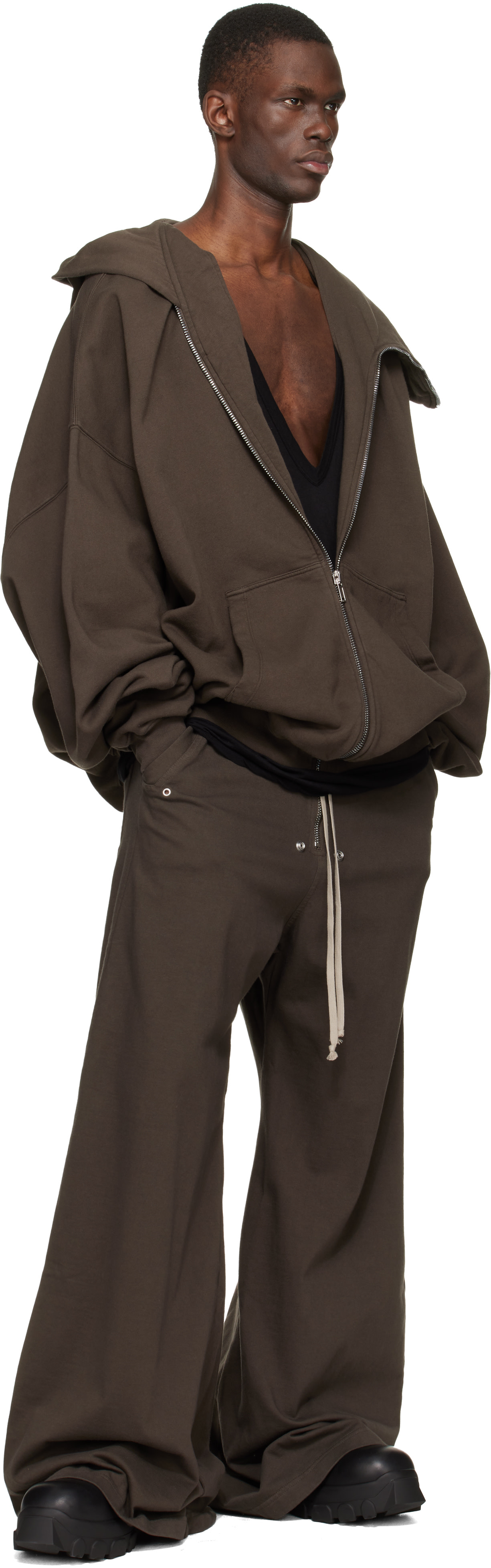 Rick Owens DRKSHDW: ブラウン Temple Geth Belas スウェットパンツ