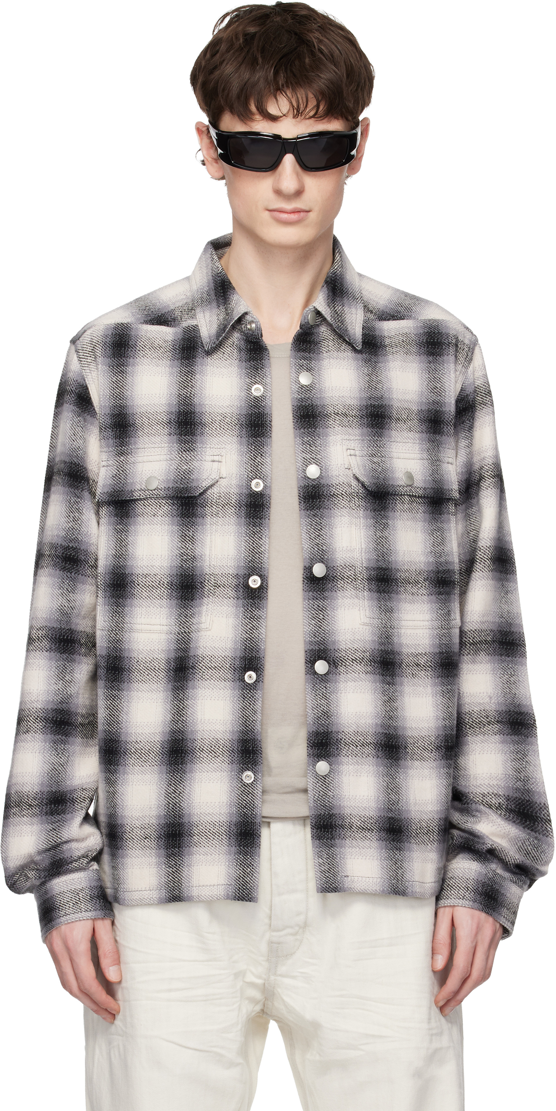 Rick Owens DRKSHDW: グレー Temple Cropped Outershirt シャツ