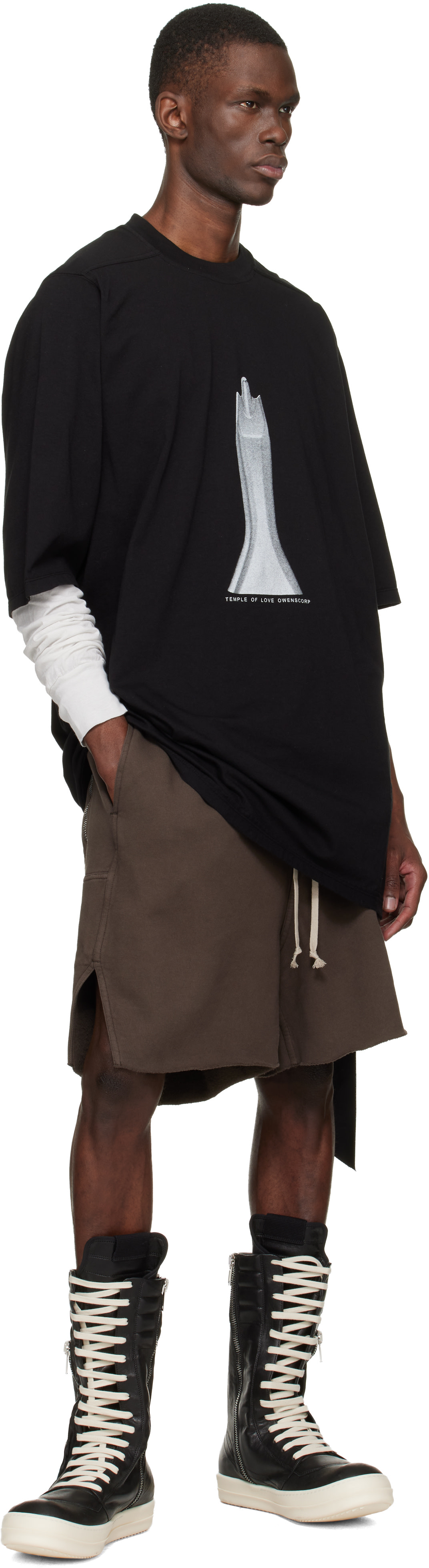 Rick Owens DRKSHDW: Brown Temple Long Boxers Butt Zip Shorts | SSENSE