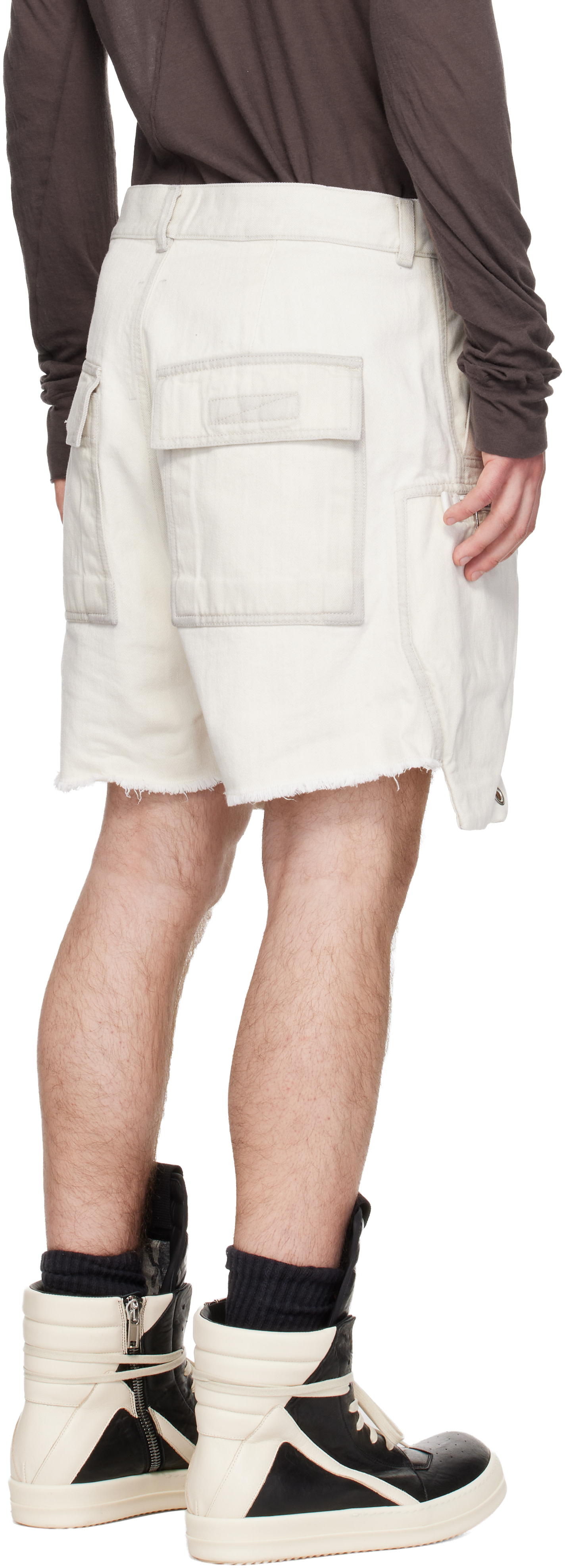 Rick Owens DRKSHDW: Off-White Temple Denim Bauhaus Shorts | SSENSE
