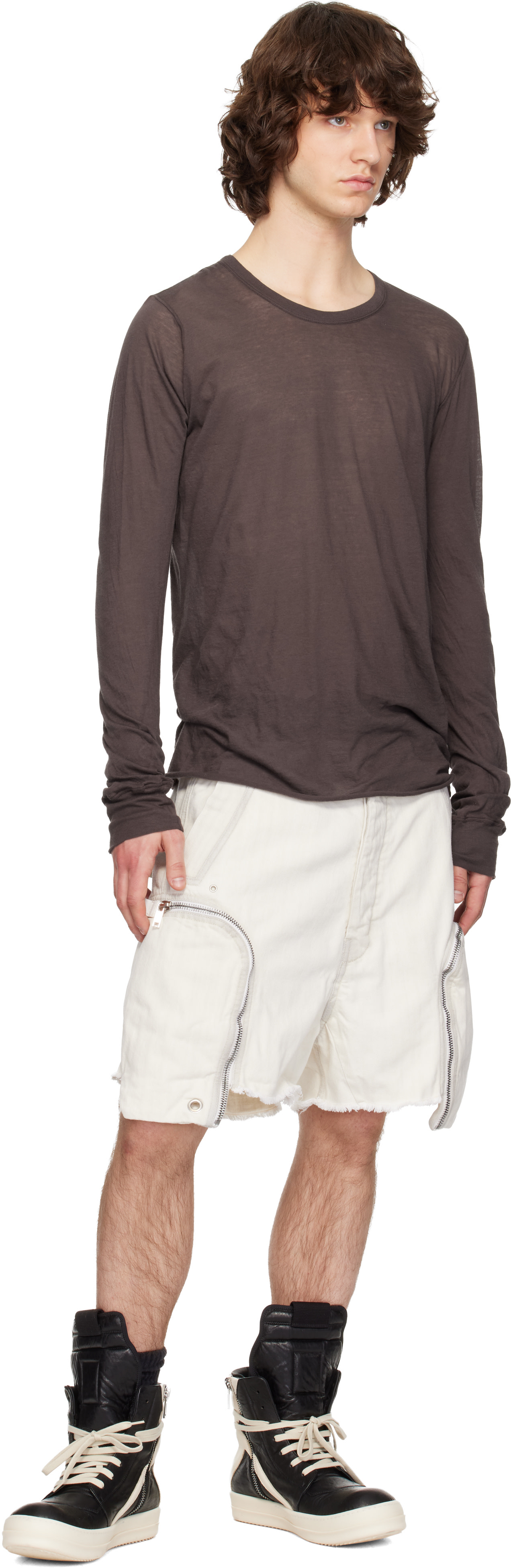Rick Owens DRKSHDW: Off-White Temple Denim Bauhaus Shorts | SSENSE