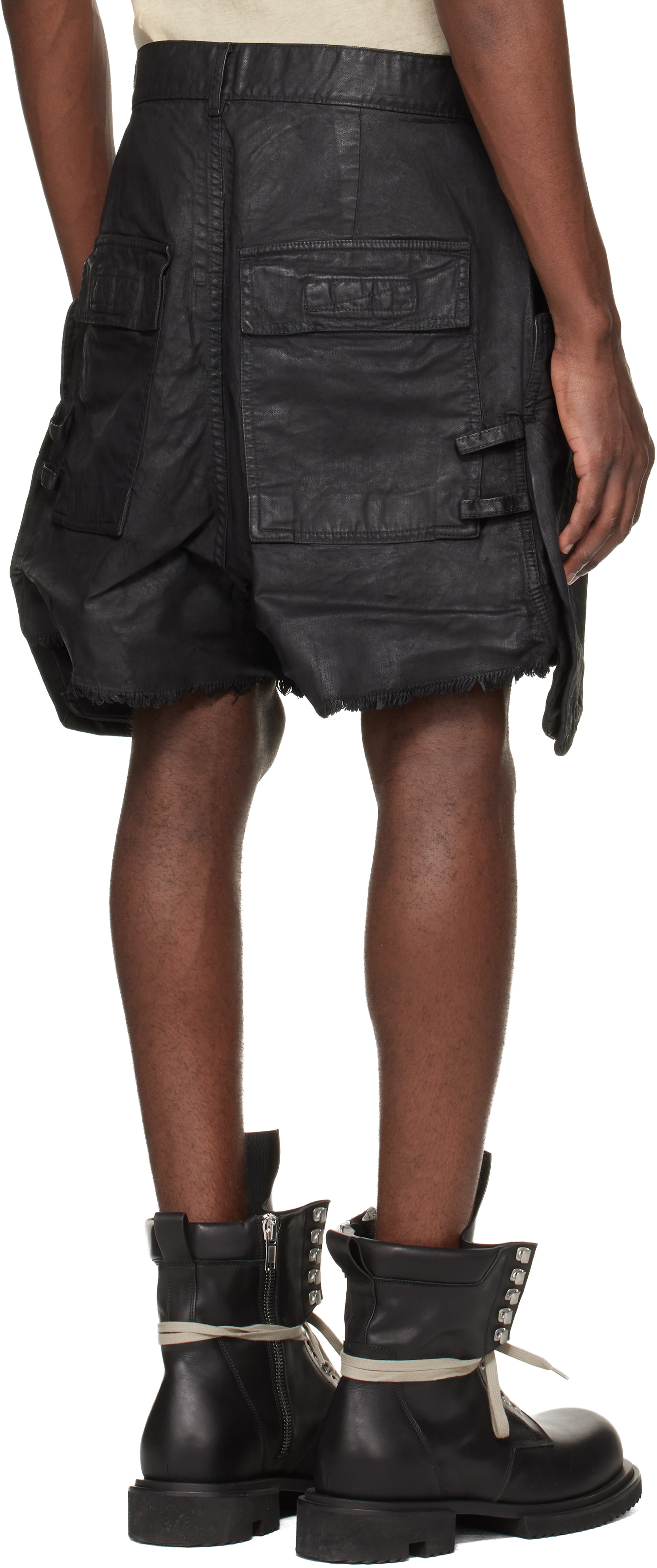 Rick Owens DRKSHDW: Black Temple Stefan Denim Cargo Shorts | SSENSE