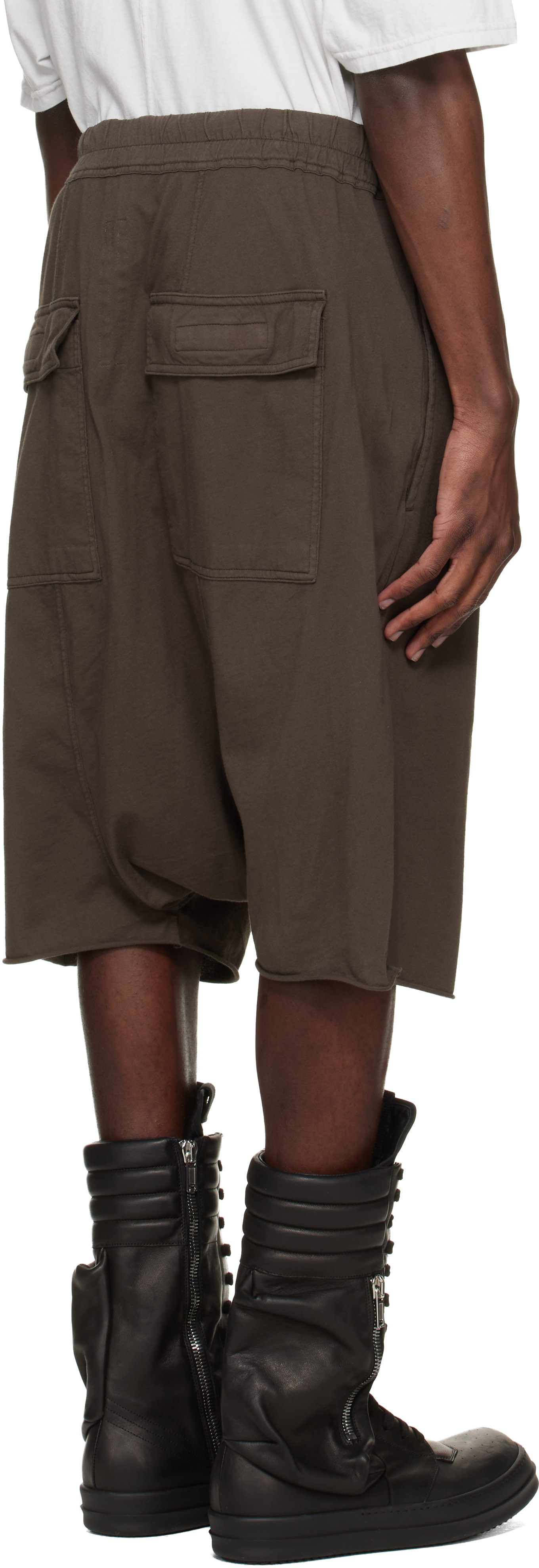 Rick Owens DRKSHDW: Brown Temple Drawstring Pods Shorts | SSENSE