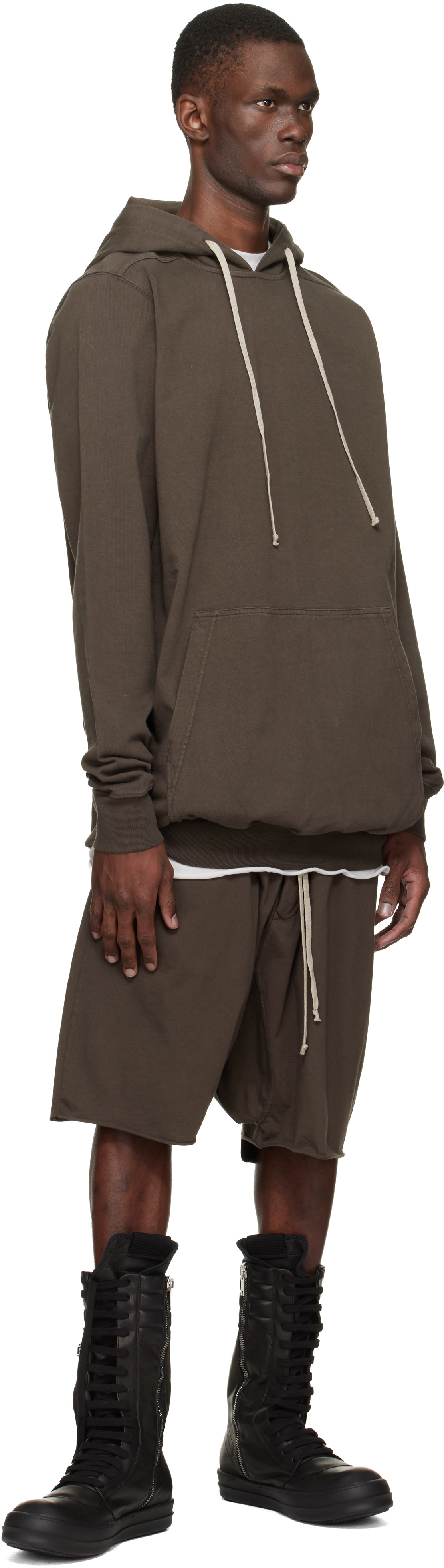 Rick Owens DRKSHDW: Brown Temple Drawstring Pods Shorts | SSENSE