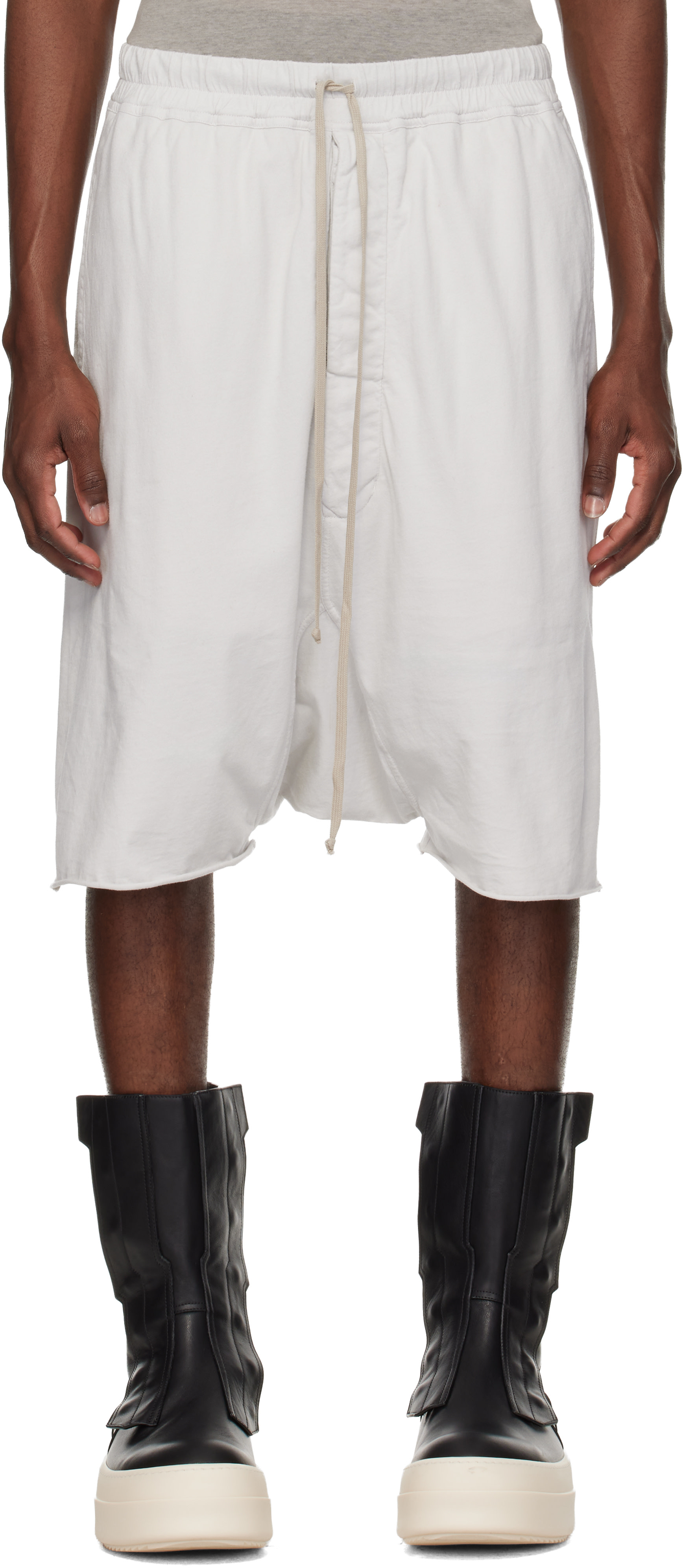 Rick Owens Drkshdw - 오프 화이트 템플 드로우스트링 포드 쇼츠