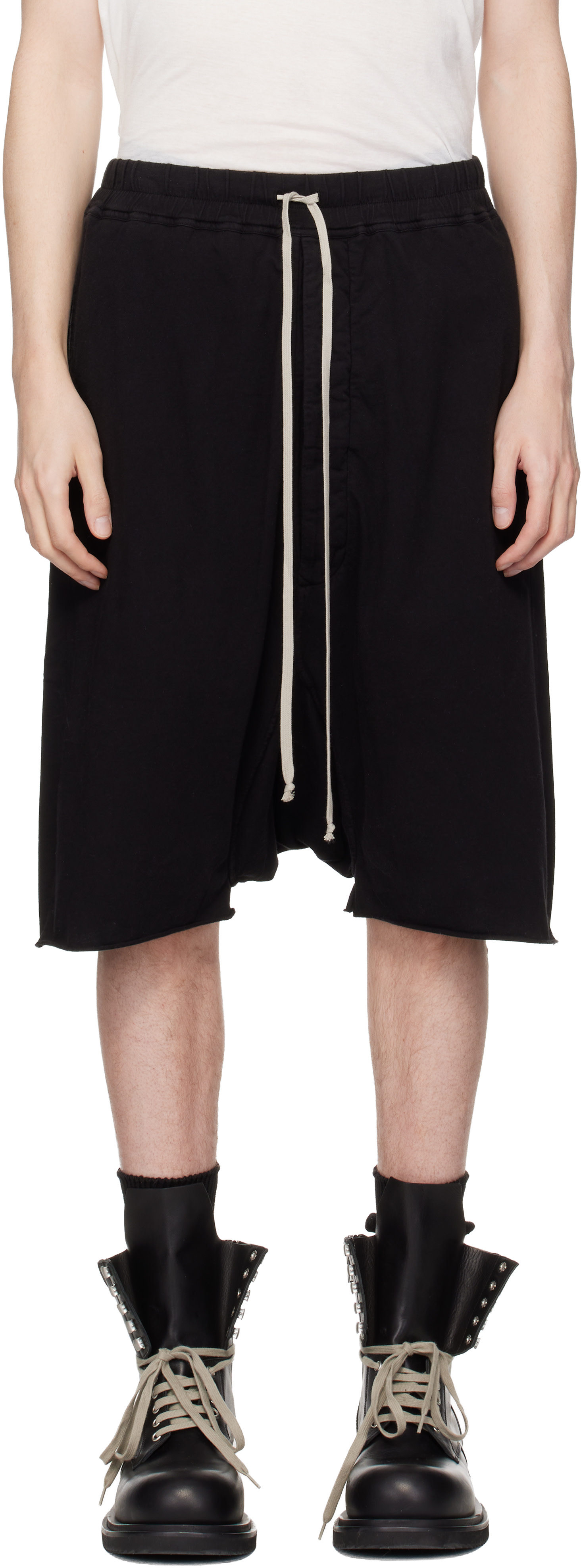 Rick Owens DRKSHDW: ブラック Temple Drawstring Pods ショートパンツ