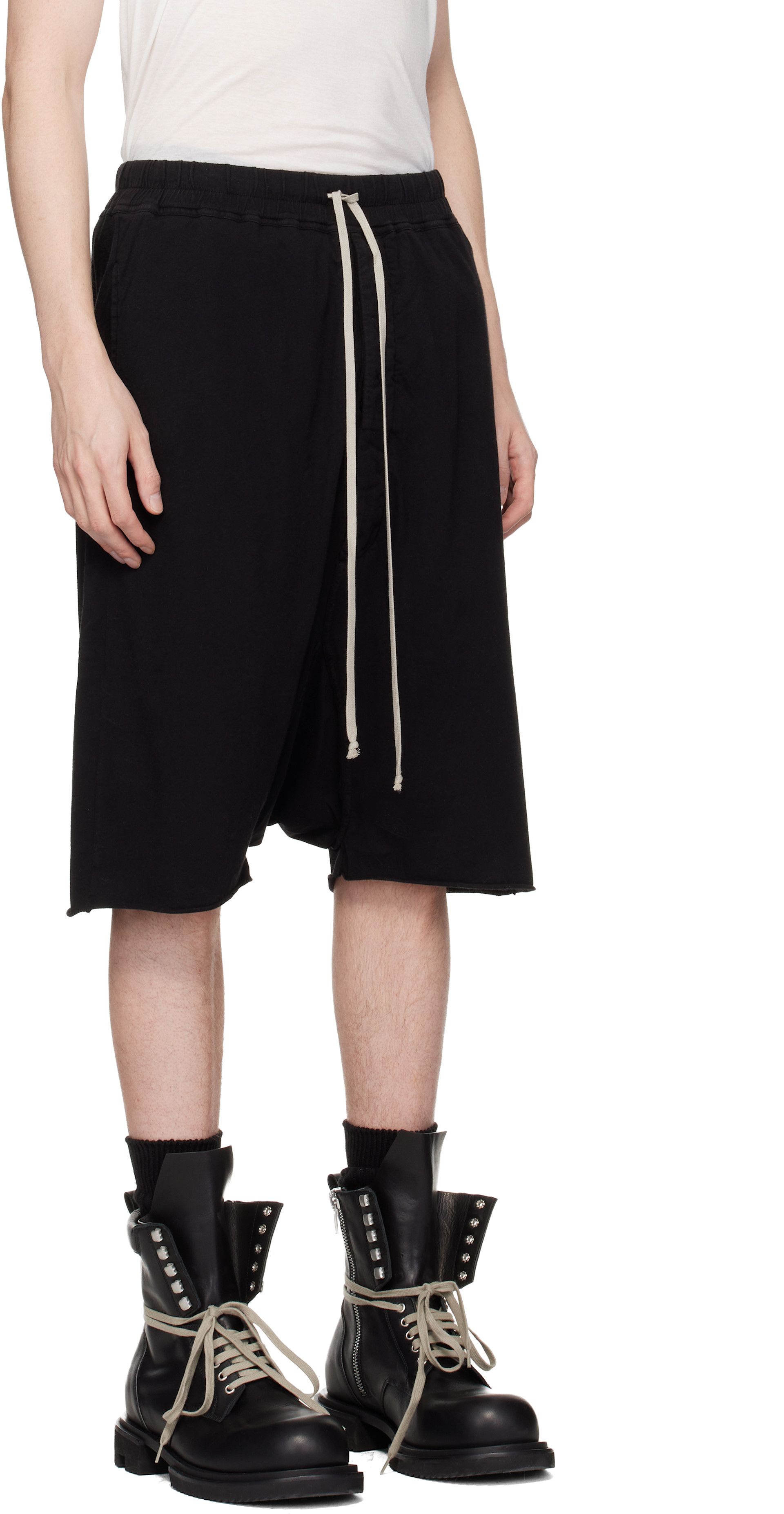 Rick Owens DRKSHDW: ブラック Temple Drawstring Pods ショートパンツ
