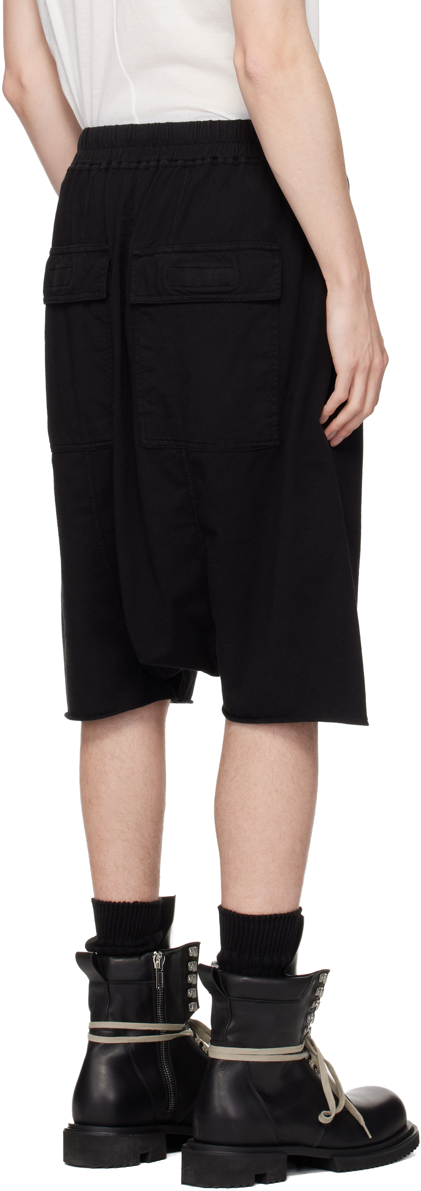 Rick Owens DRKSHDW: ブラック Temple Drawstring Pods ショートパンツ