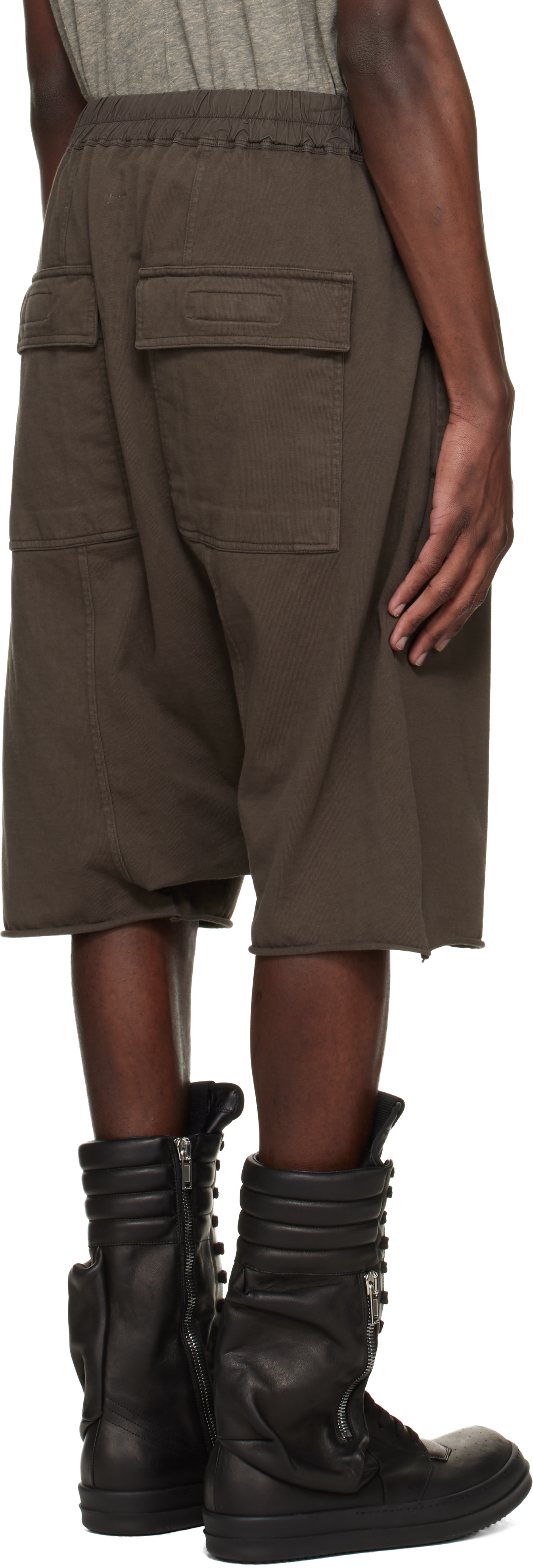 Rick Owens DRKSHDW: Brown Temple Drawstring Pods Shorts | SSENSE