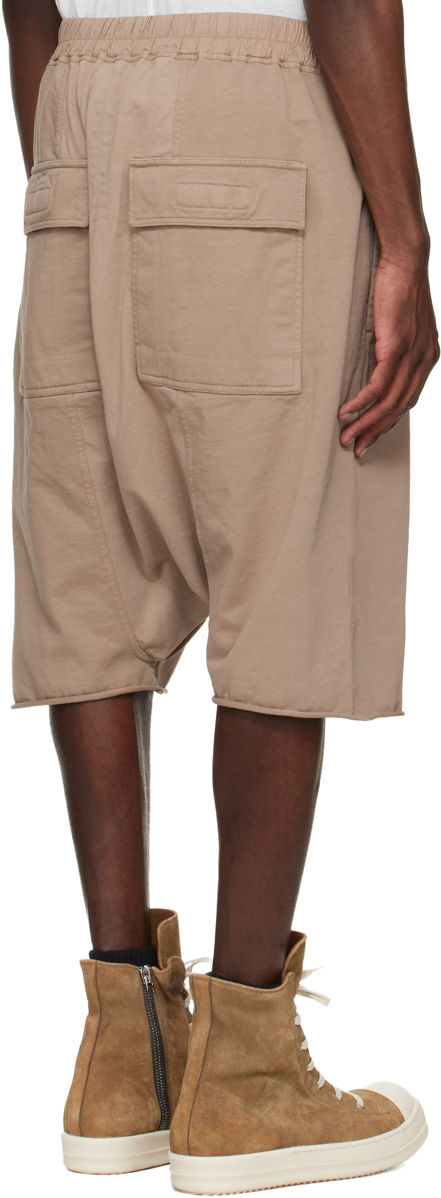 Rick Owens DRKSHDW: ベージュ Temple Drawstring Pods ショートパンツ