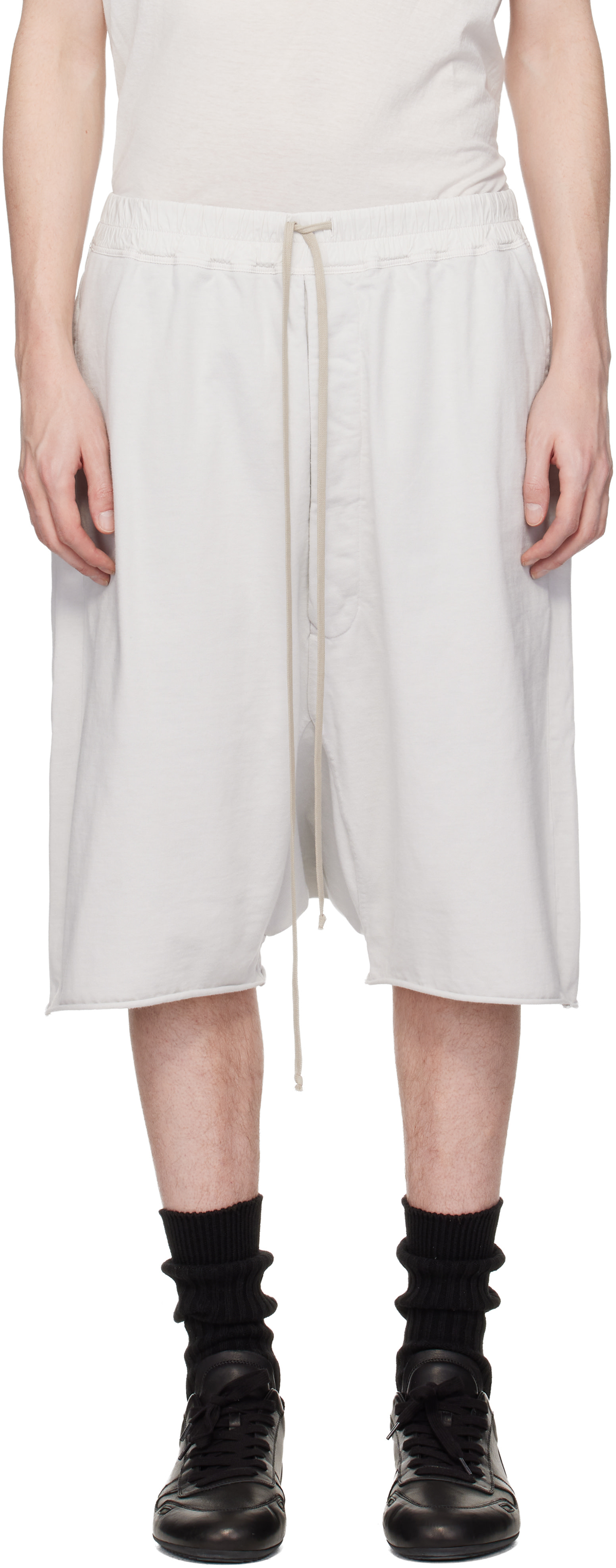 Rick Owens Drkshdw - 오프 화이트 템플 드로우스트링 포드 쇼츠