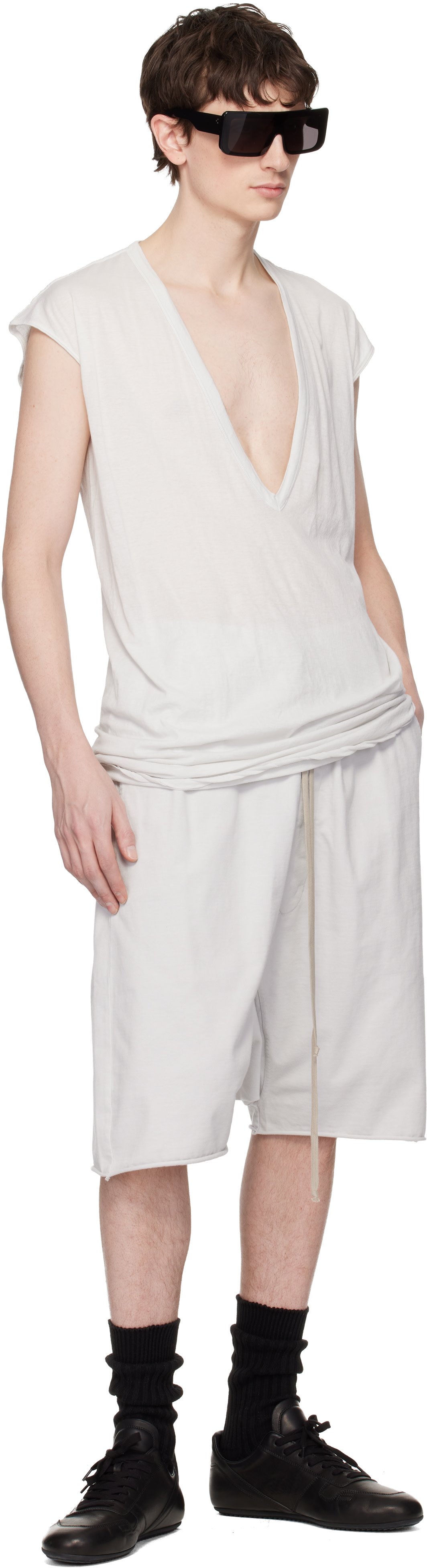 Rick Owens Drkshdw - 오프 화이트 템플 드로우스트링 포드 쇼츠