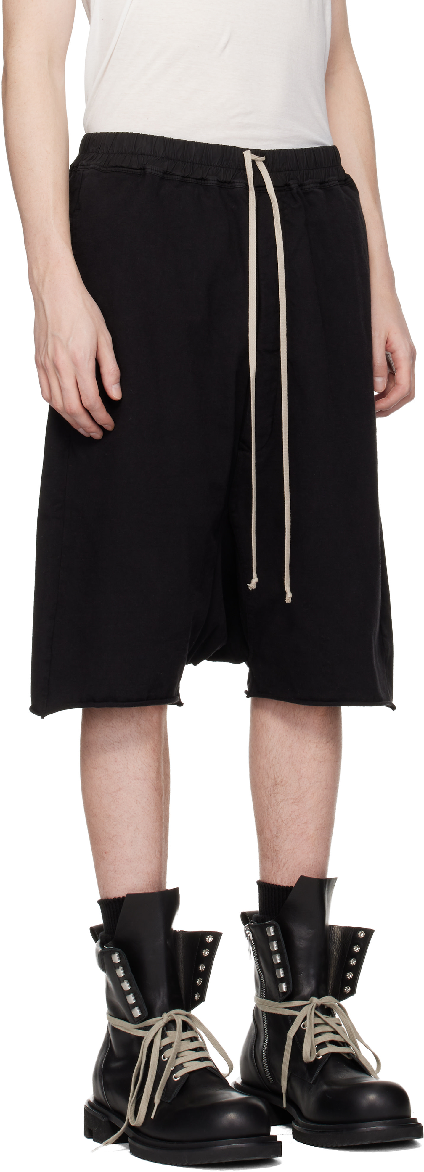パンツ RICK OWENS DRKSHDW Cargo Pods Shorts Rick Owens DRKSHDW: Black Temple Drawstring Pods Shorts | SSENSE