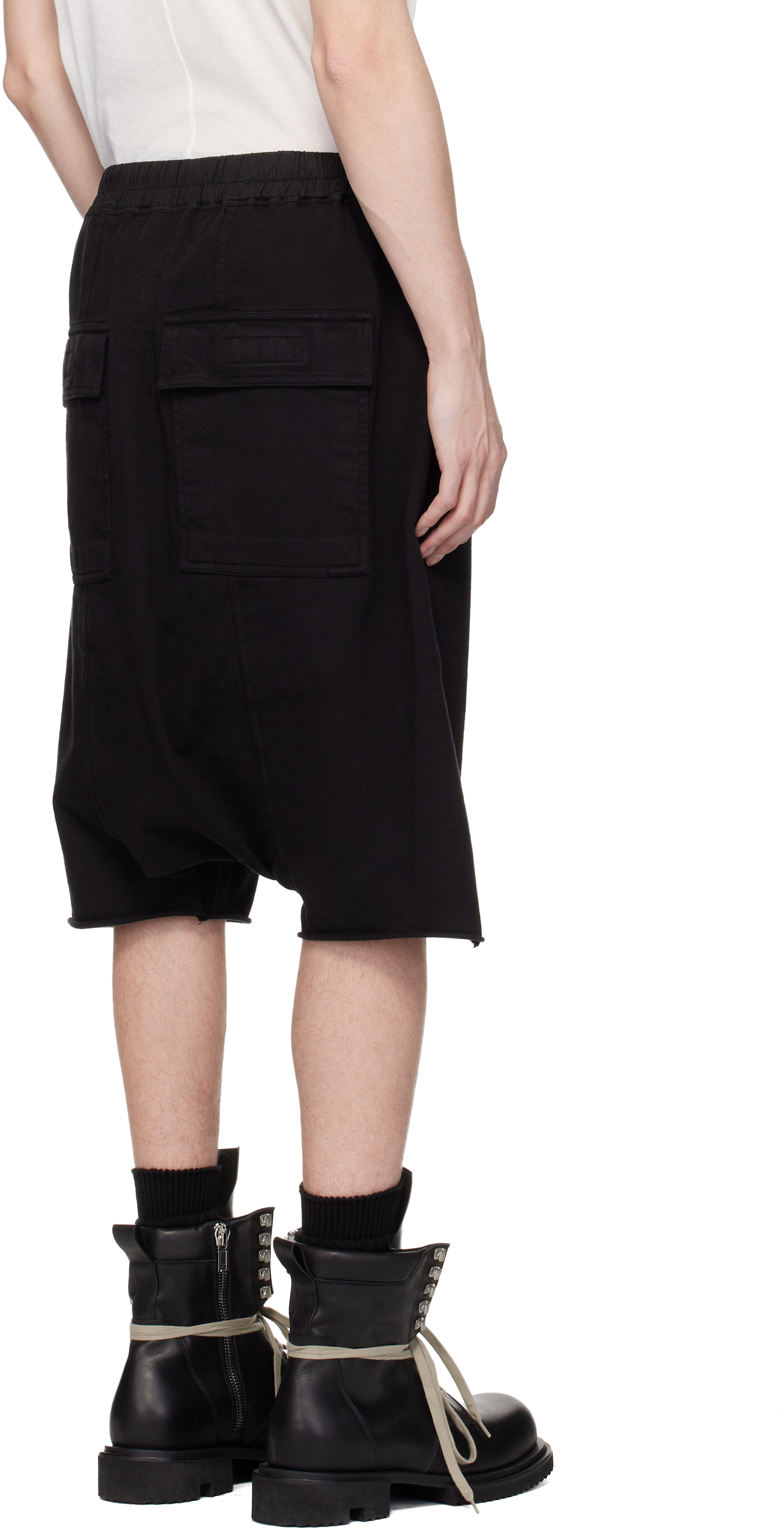 Rick Owens DRKSHDW: Black Temple Drawstring Pods Shorts | SSENSE