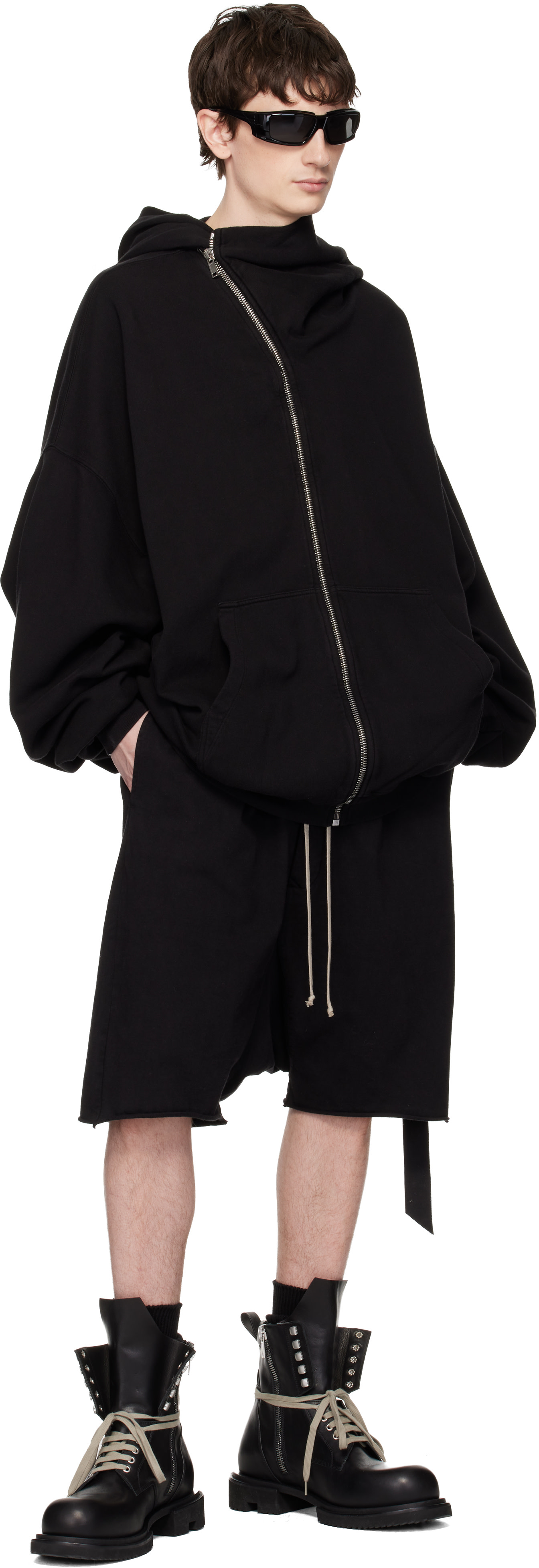 Rick Owens DRKSHDW: Black Temple Drawstring Pods Shorts | SSENSE