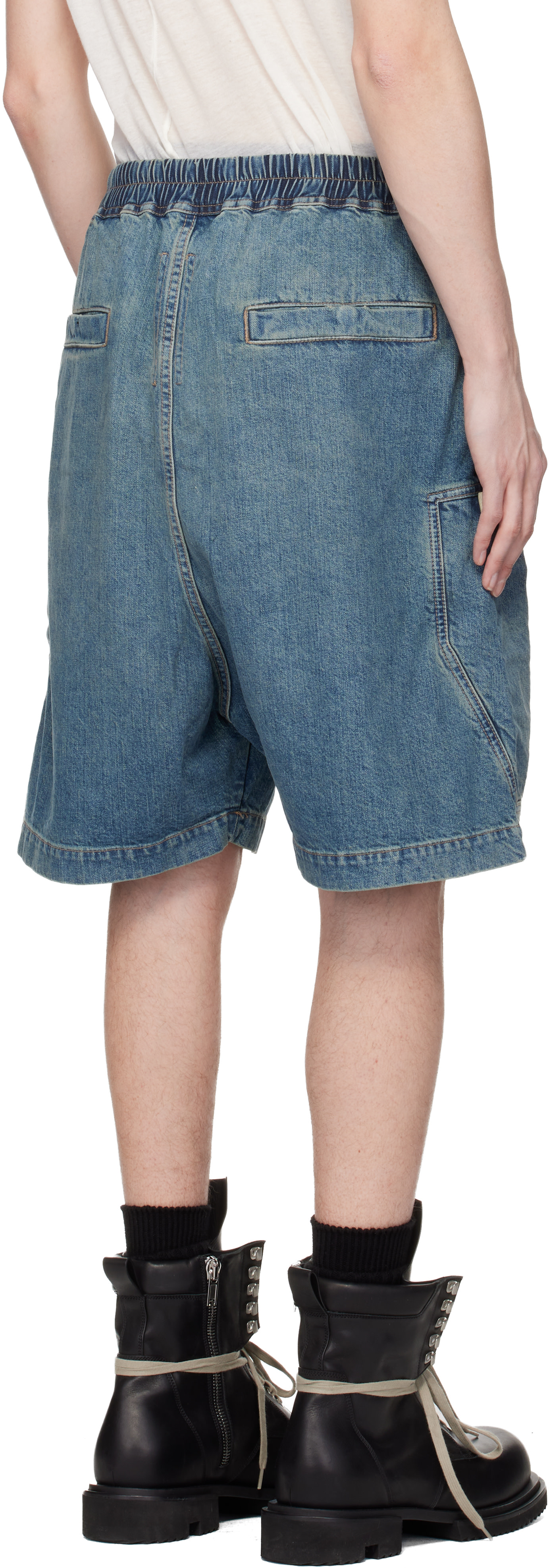 Rick Owens DRKSHDW: Blue Temple Bauhaus Pods Denim Shorts | SSENSE