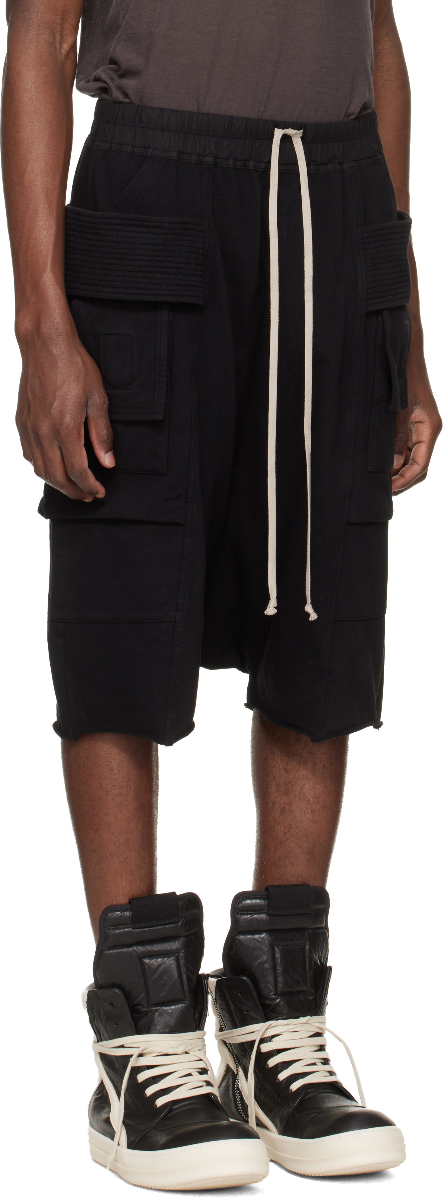 Rick Owens DRKSHDW: Black Temple Creatch Pods Cargo Shorts | SSENSE