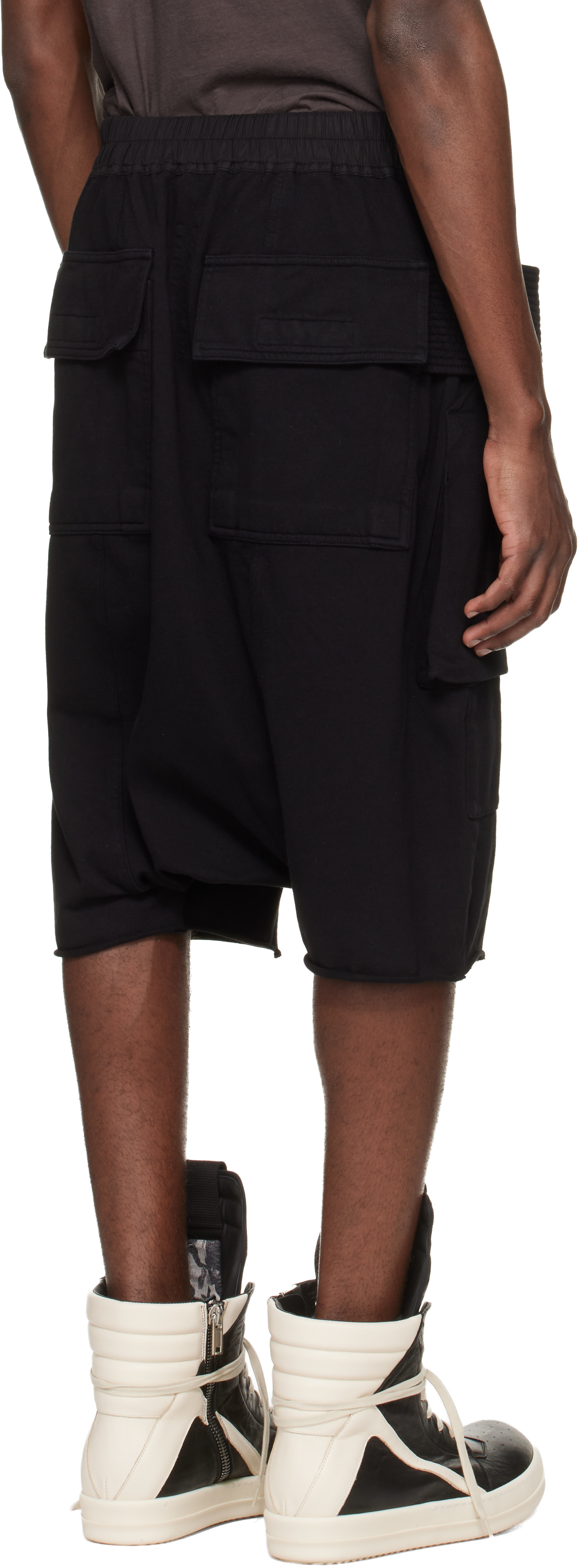 Rick Owens DRKSHDW: ブラック Temple Creatch Pods カーゴショート