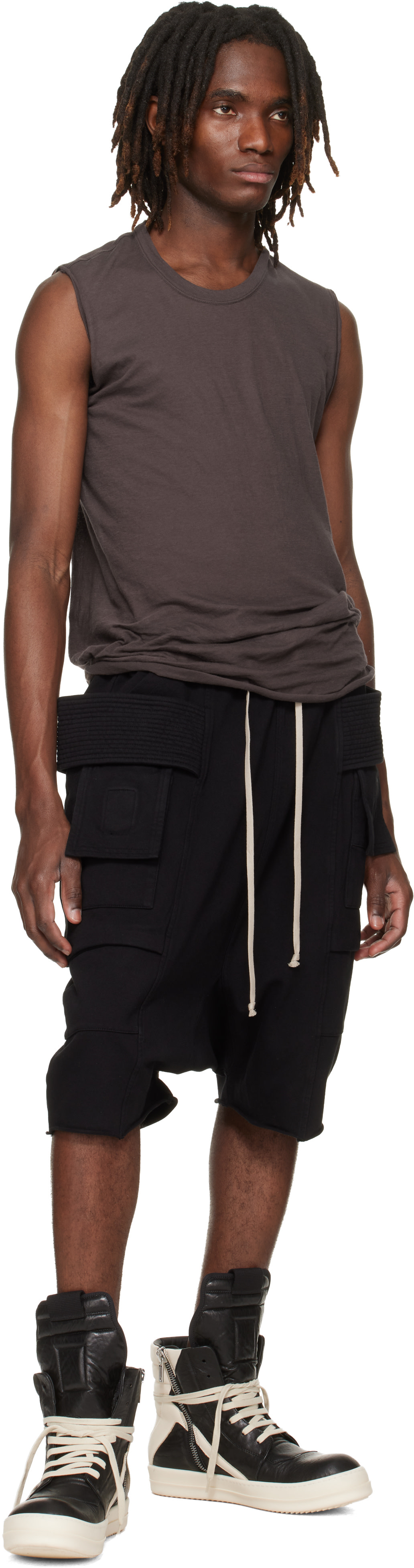 Rick Owens DRKSHDW: ブラック Temple Creatch Pods カーゴショート
