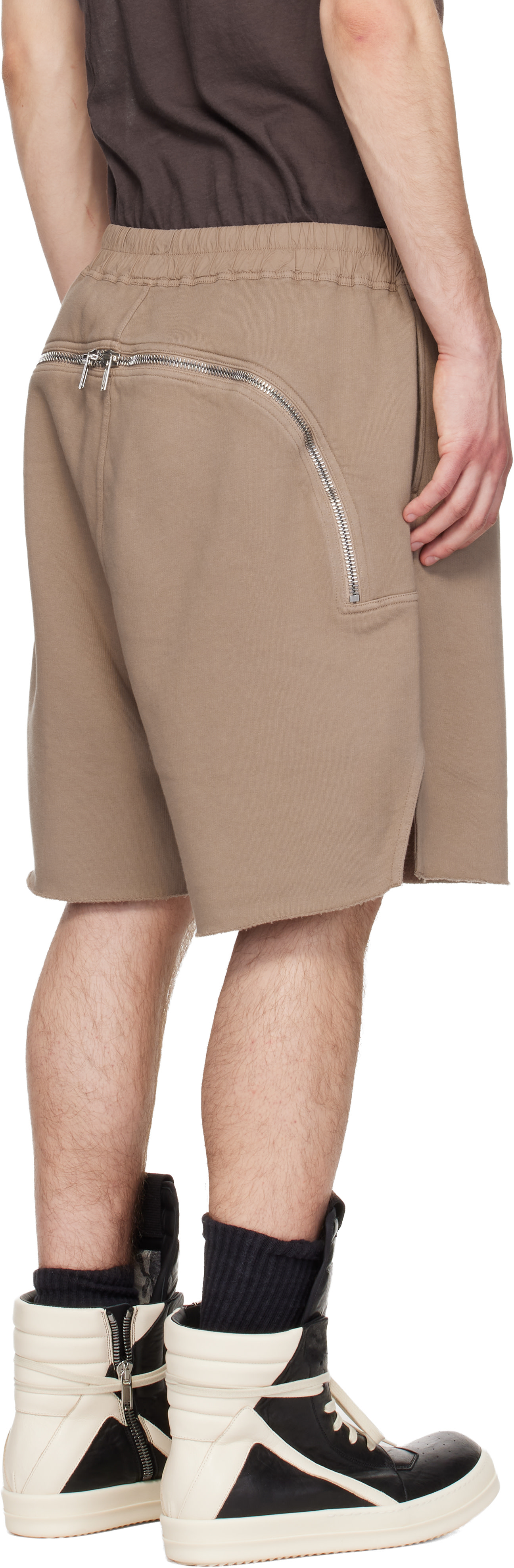Rick Owens DRKSHDW: Taupe Temple Heavy Sweatshirt Long Shorts | SSENSE