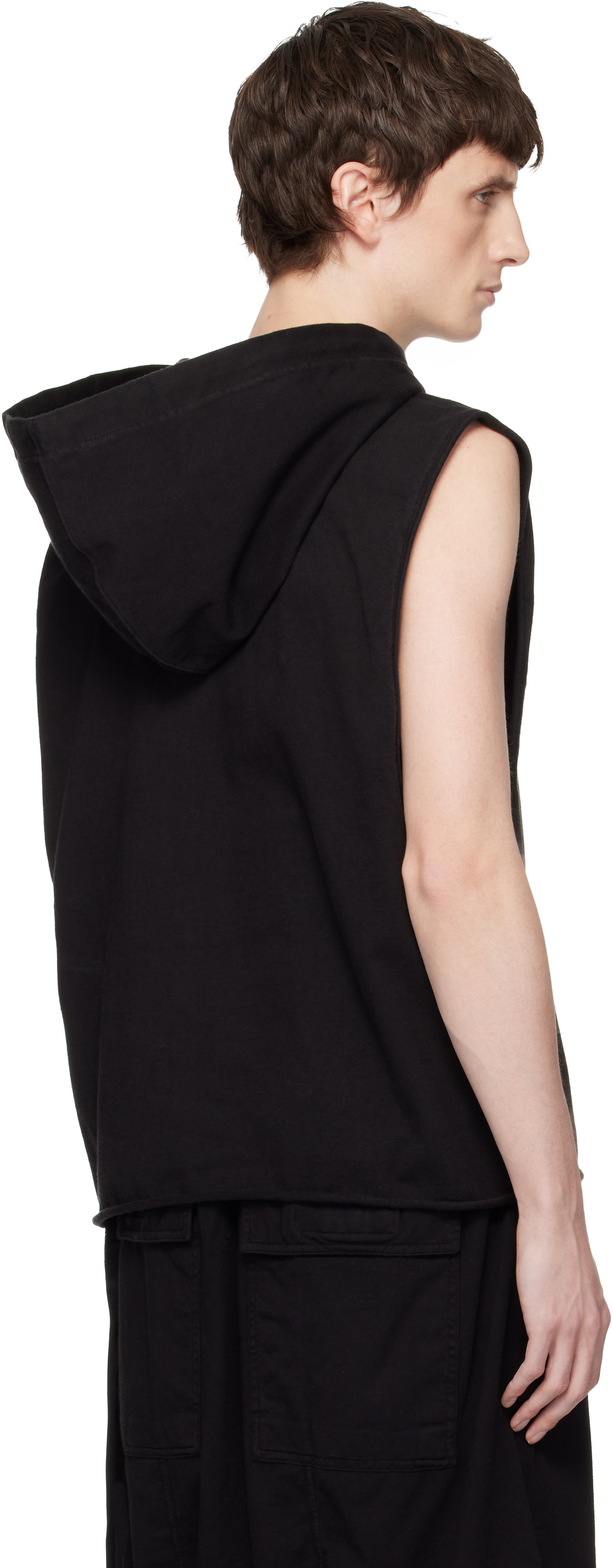 rick owens DRKSHDW フード　ベスト Rick Owens DRKSHDW: ブラック Temple Tunic フーディ | SSENSE 日本