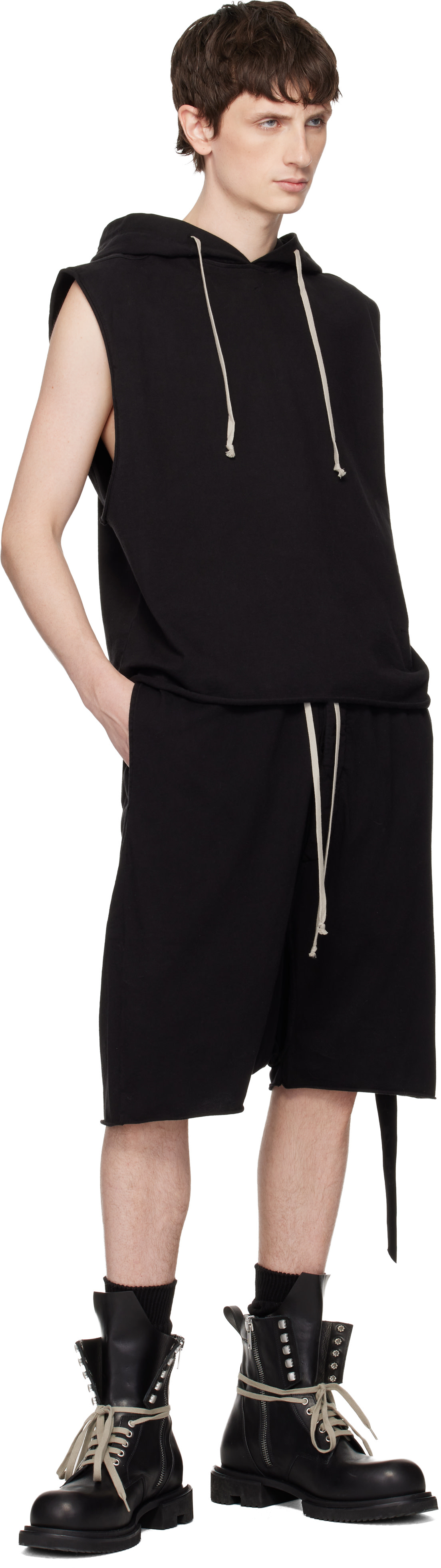 Rick Owens DRKSHDW: Black Temple Tunic Hoodie | SSENSE