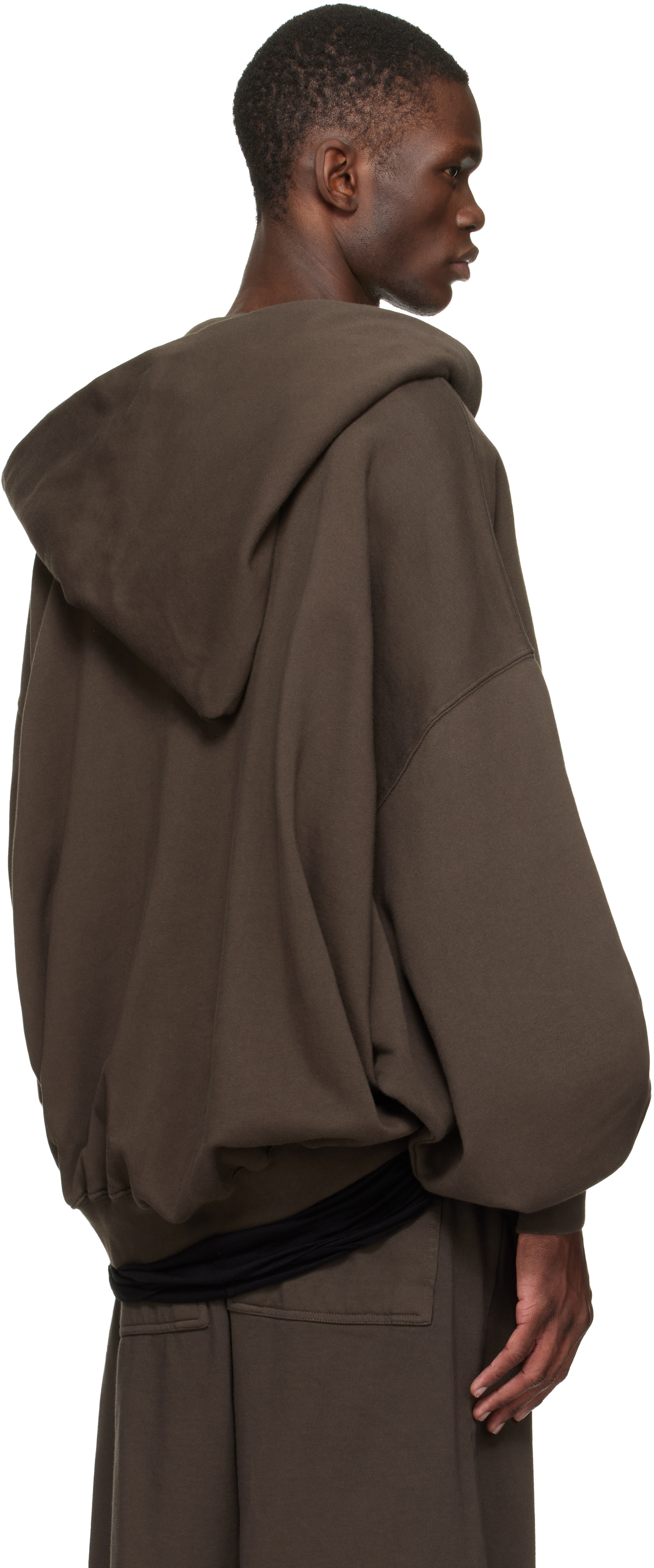 Rick Owens DRKSHDW: Brown Temple Mountain Hun Hoodie | SSENSE