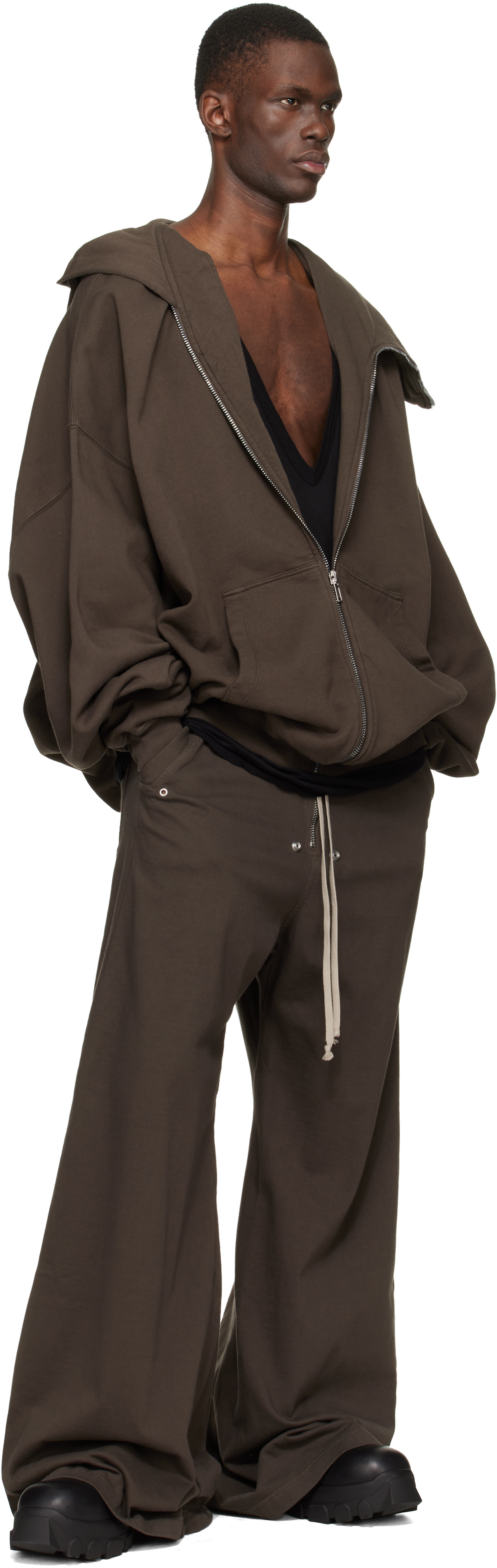 Rick Owens DRKSHDW: Brown Temple Mountain Hun Hoodie | SSENSE