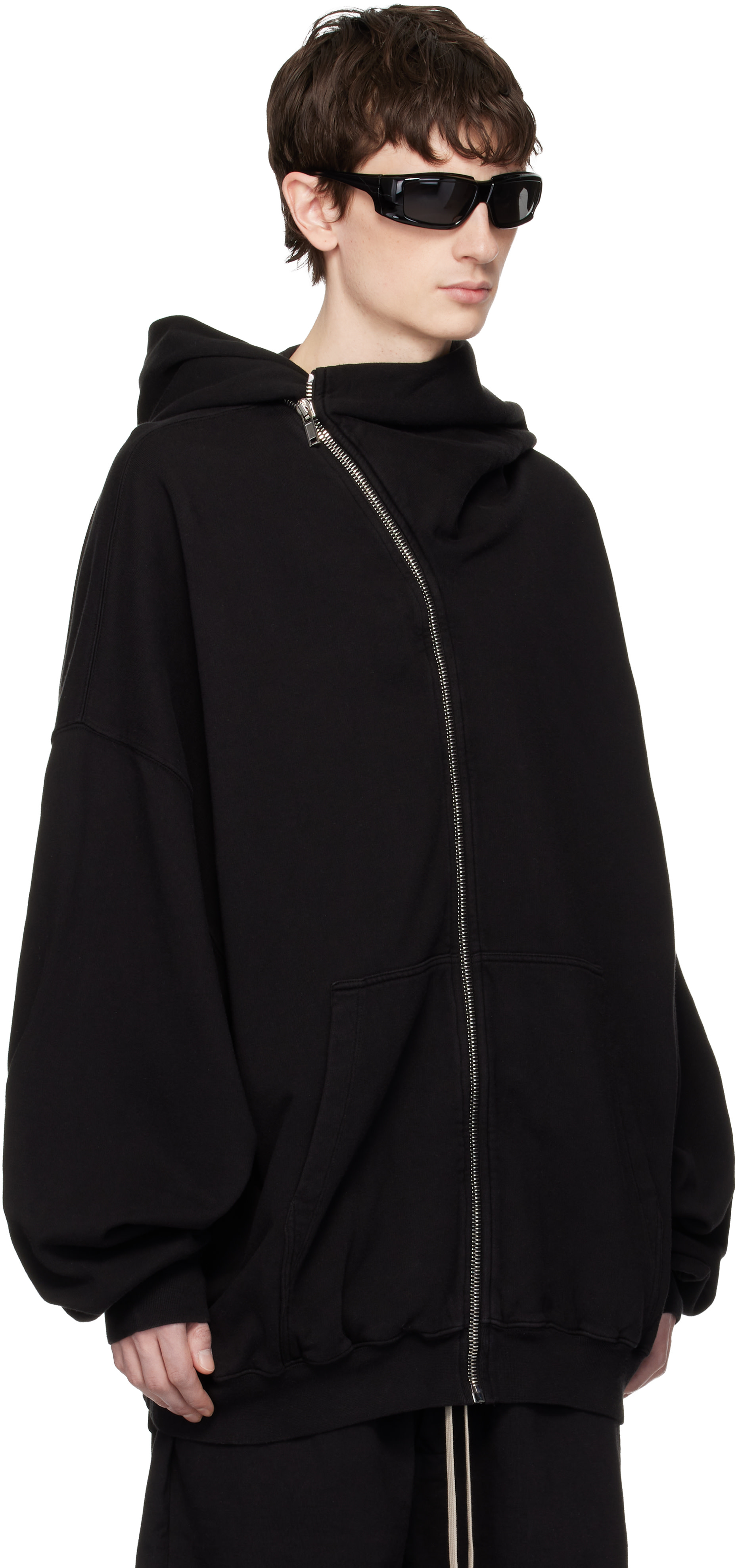 Rick Owens DRKSHDW: Black Temple Mountain Hun Hoodie | SSENSE