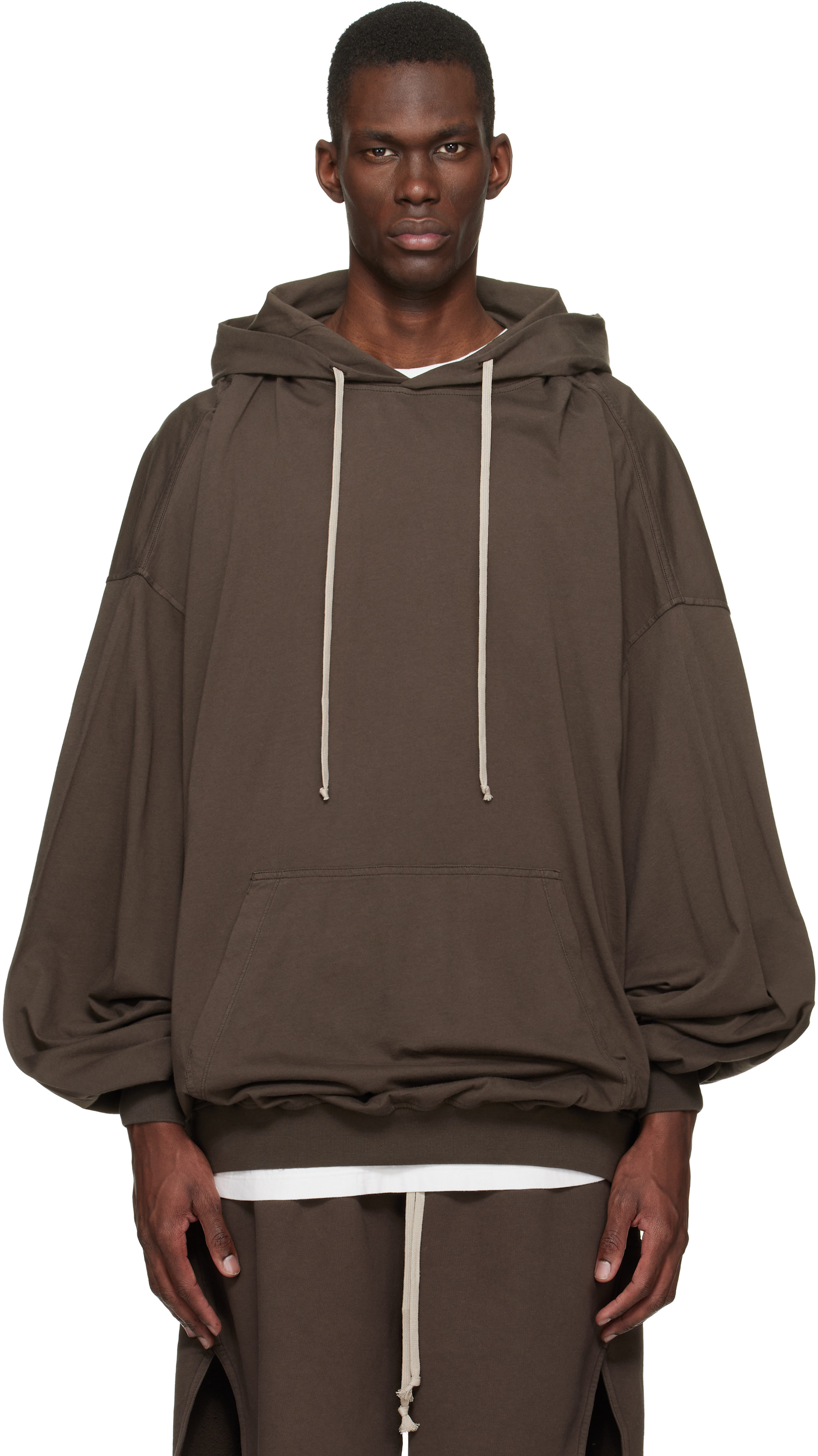 Rick Owens DRKSHDW - Pull à capuche Hun brun - Temple
